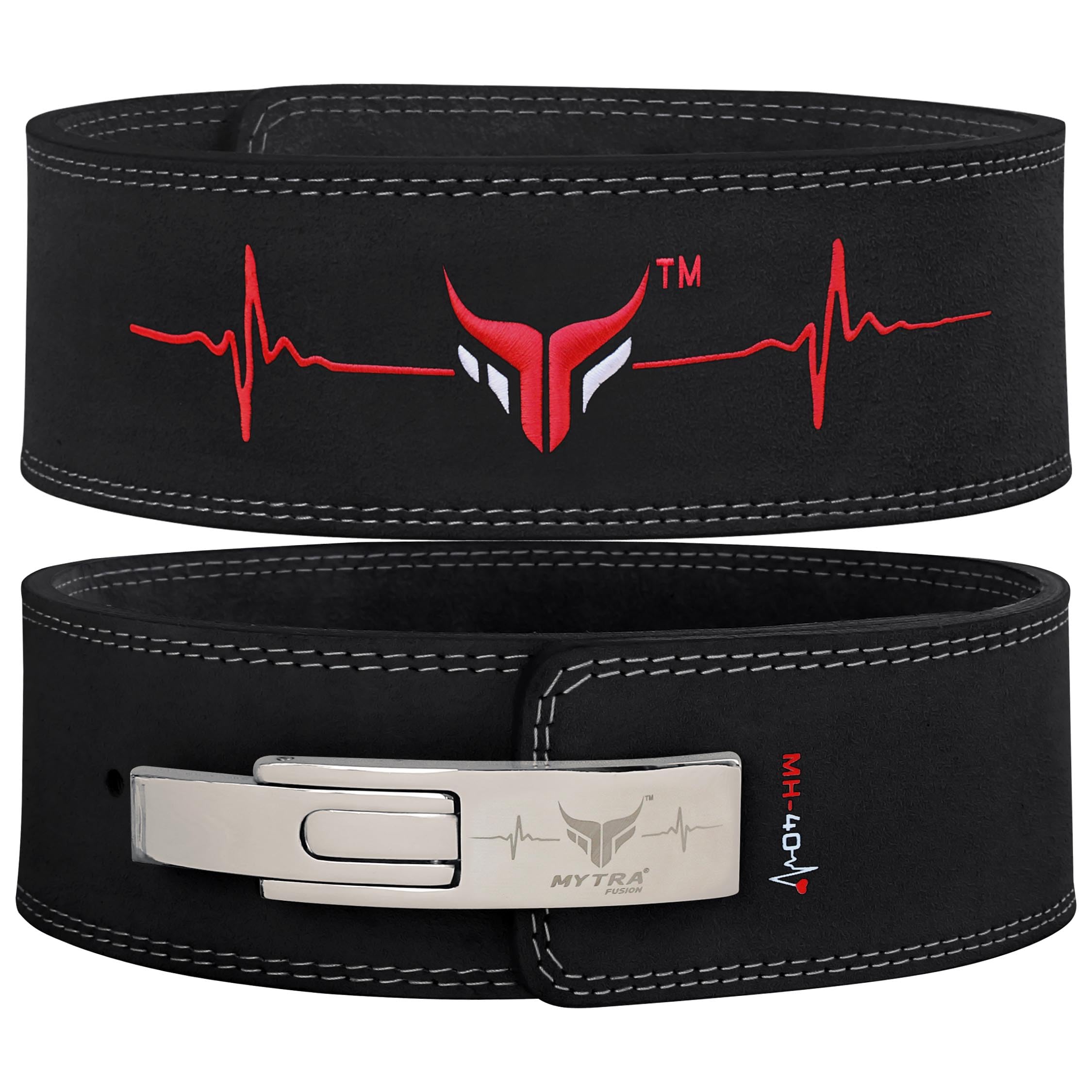 Mytra Fusion ceinture musculation with Lever Buckle ceinture leste musculation pour hommes et femmes 4" de large cuir véritable ceinture de musculation pour salle de sport, entraînement