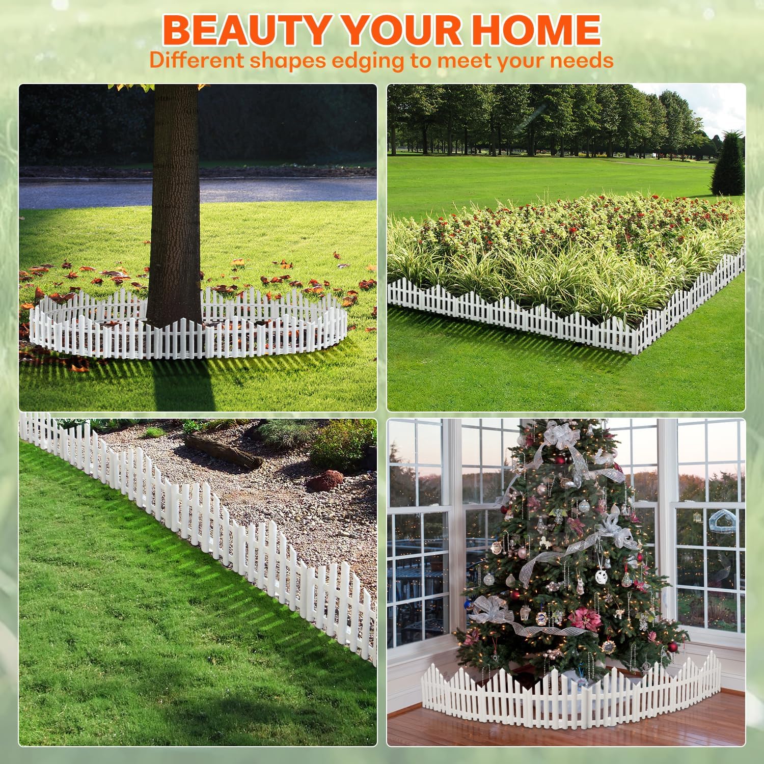 No-Dig Garden Edging Border 13FT Landscape Edging 9.3 Inch Tall for Flower Bed Fence, 14pcs Garden Lawn Edging with Stakes
