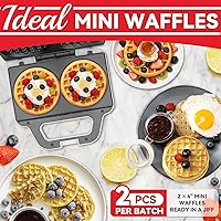 Vista 3 de 4 Inch Double Mini Waffle Maker Machine, Chaffle Maker, Waflera Electrica, Small Waffle Iron for Waffles, Keto Chaffles, Hash Browns, Cookies