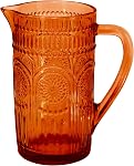 Boston International Vintage-Inspired Pitcher en verre avec motif floral embossé, 4.5" x 7.75", Codi rose