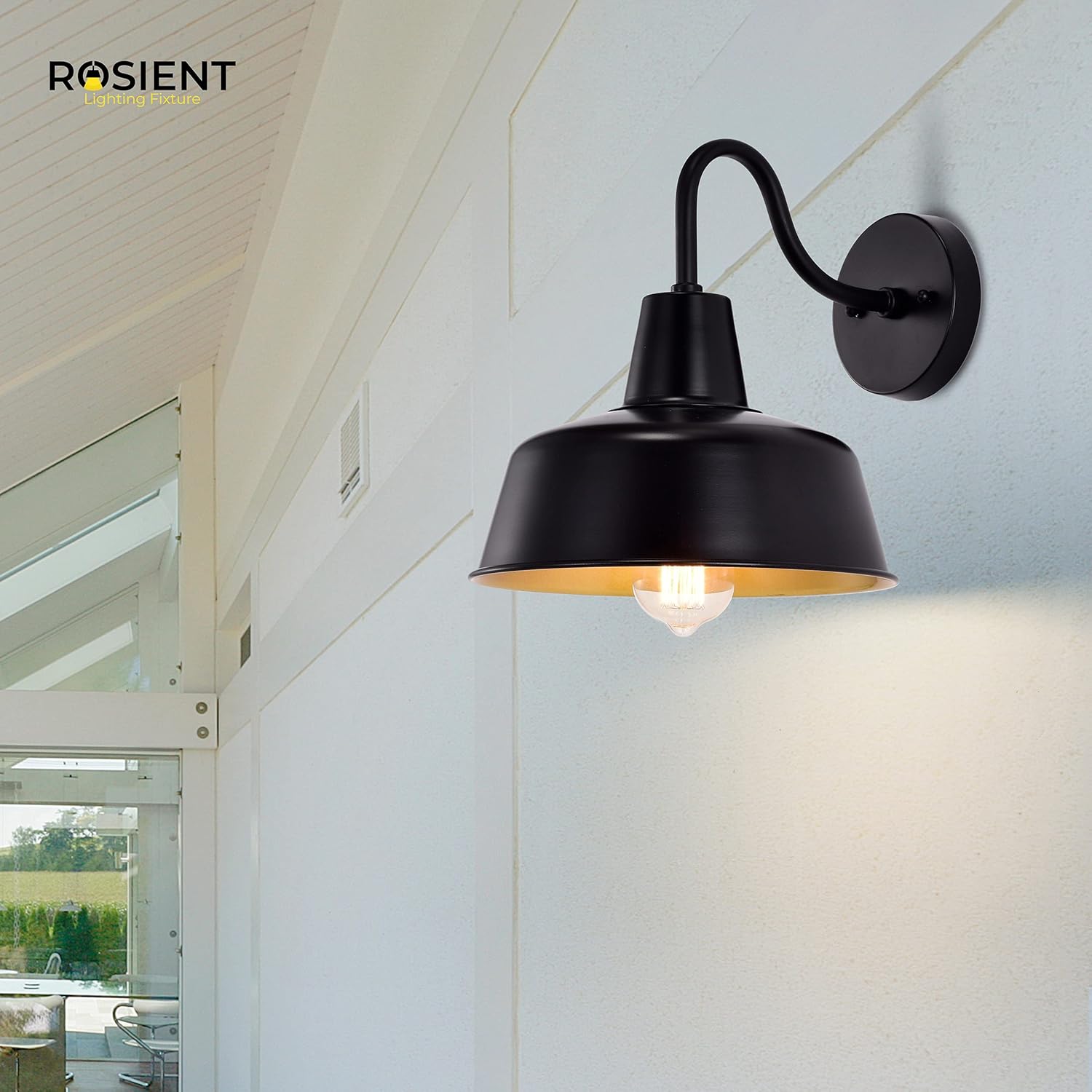Outdoor Barn Lights, Industrial Wall Sconce, Exterior Wall Lighting Fixture, Farmhouse Wall Lights (Black, 11.28" H)