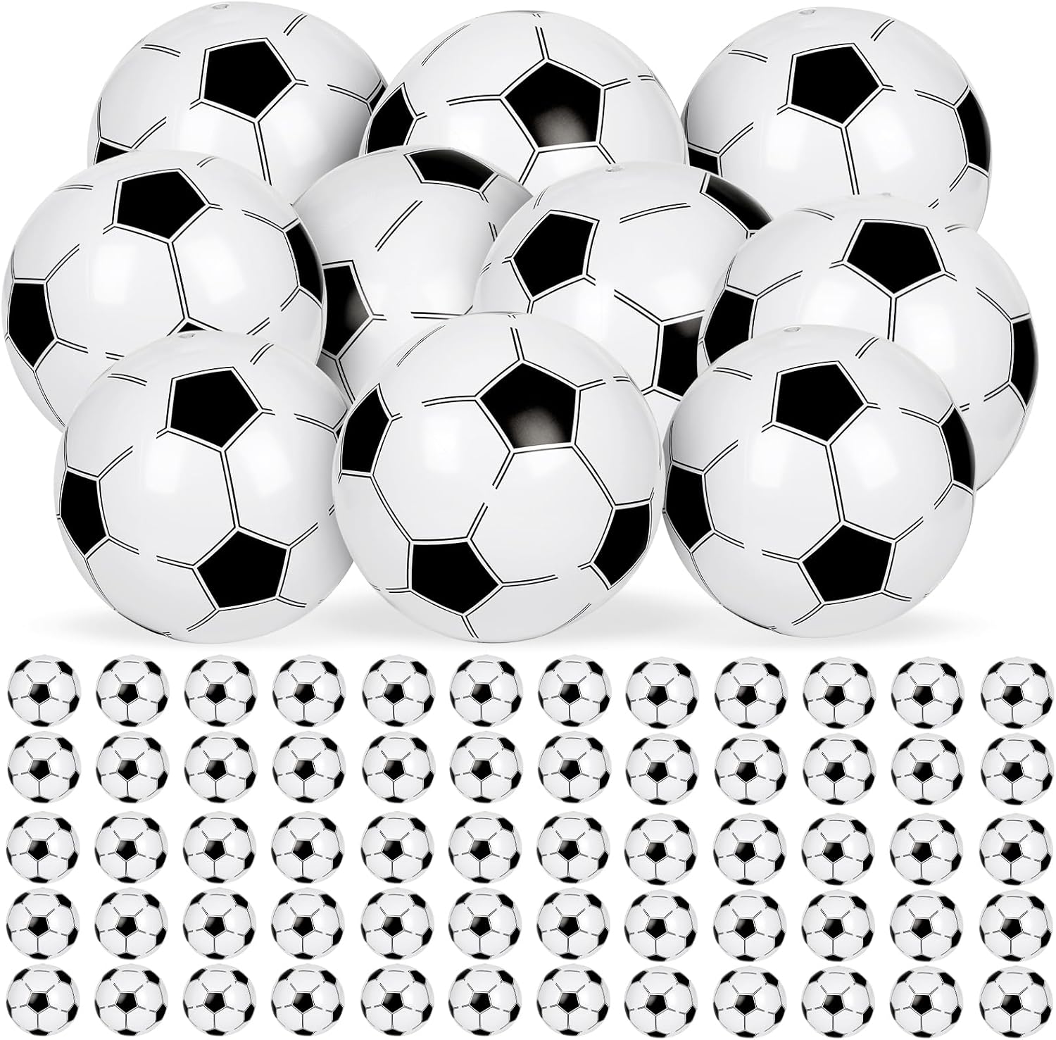 SAYAYA 60 Pieces Inflatable Soccer Beach Balls, 8 Inch PVC Blow Up Bouncy Balls Bulk Beach Toy for Sports Themed Soccer Birthday Party Decorations Summer Beach Pool Game Water Sand Party Favors
