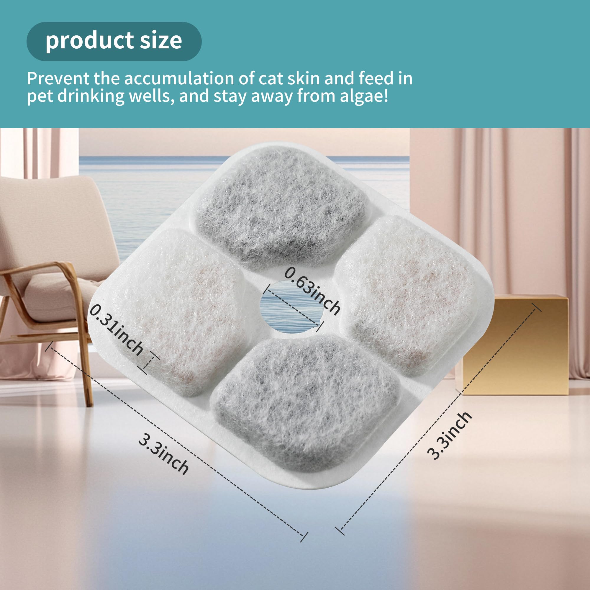 16 Pieces Fountain Filters for Cats Square Cat Fountain Filters with 4 Tubes, Equipped with Resin and Activated Carbon - Image 4