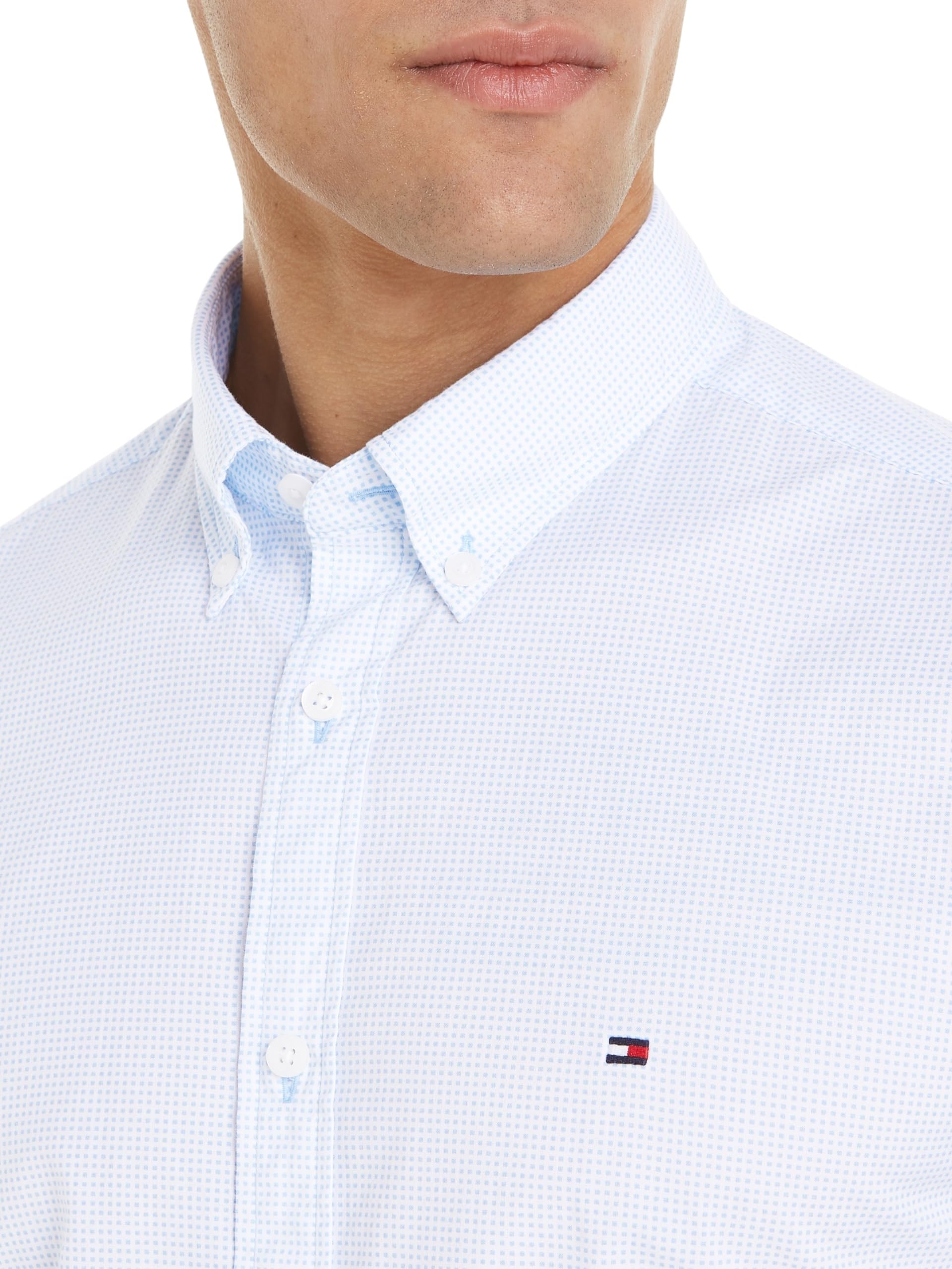 Tommy Hilfiger Męska koszula SF z mikronadrukiem MW0MW34571, L/S, niebieska, XXXL, Niebieski (optyczny biały/niebieski statek), 3XL