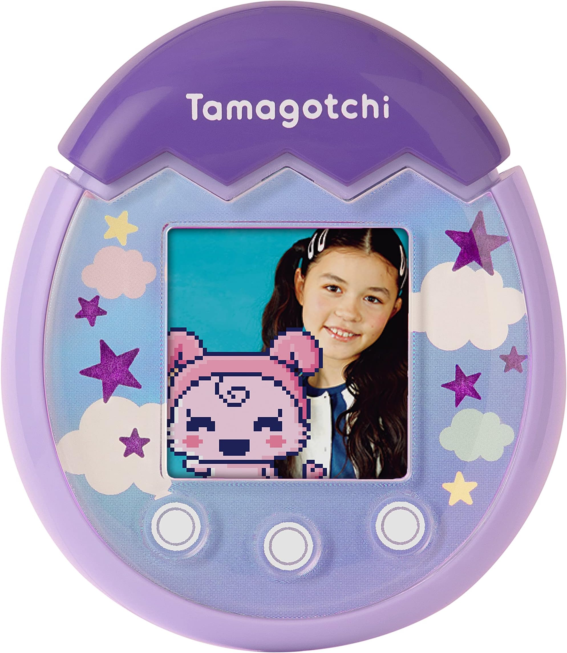 TAMAGOTCHI 42902 Bandai Pix The Next Generation of Virtual Reality Pet with Camera, Games and Collectable Characters-Sky, Purple, Single