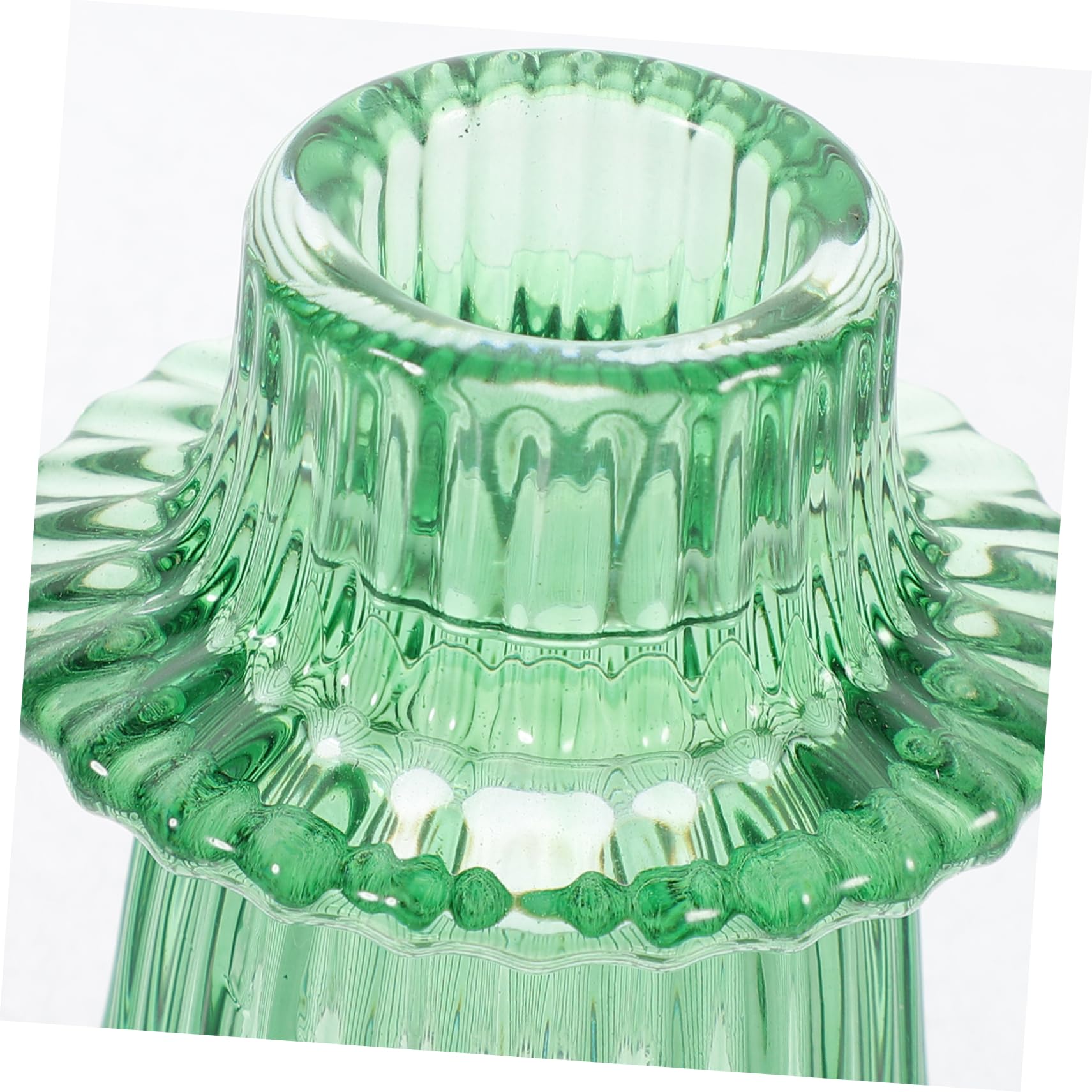 Portavelas de Cristal Verde en Relieve, Juego de 6 Piezas