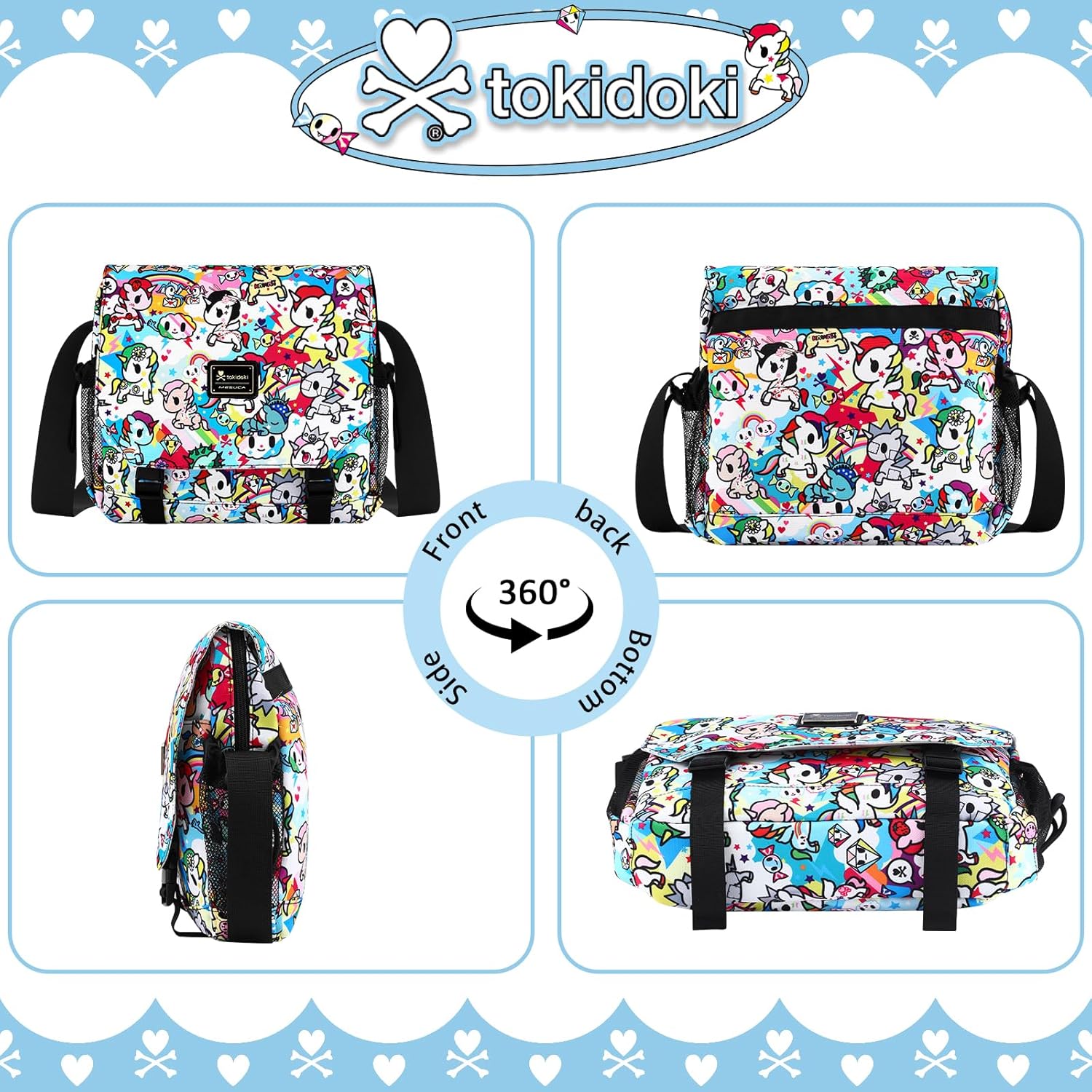 Tokidoki Crossbody Bag with Adjustable Strap Messenger Bag Cute Casual Satchel Shoulder Bag College Office Briefcase - Image 5