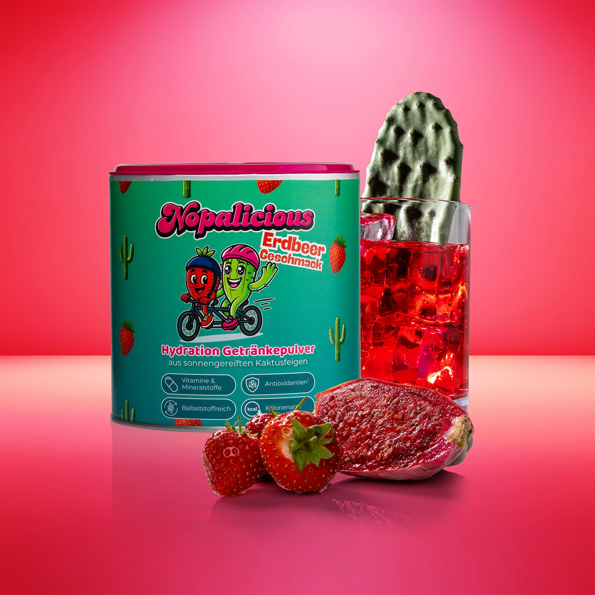 Nopalicious Getränkepulver Kaktusfeige (Erdbeergeschmack)