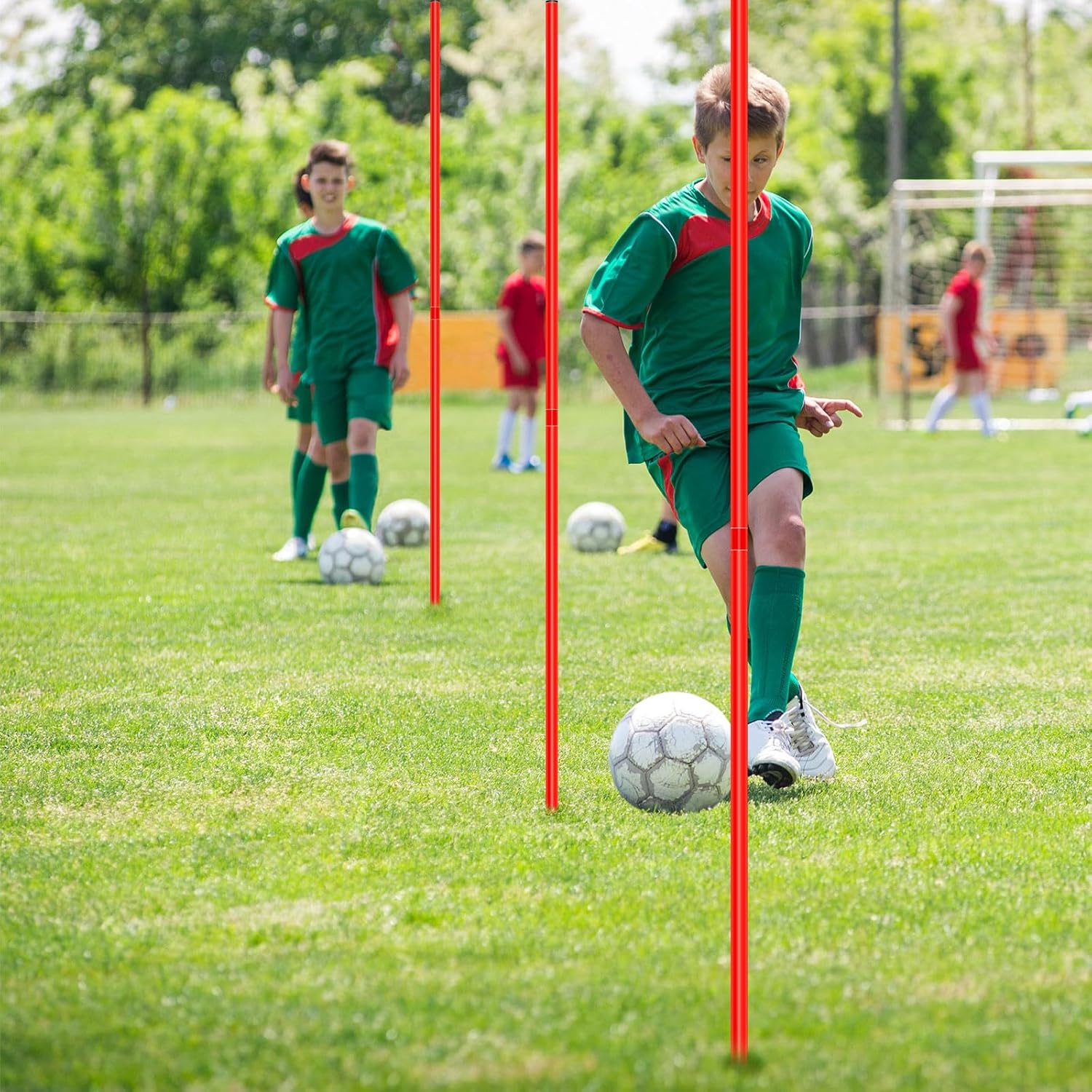 Syhood 6 Set Agility Pole Soccer Training Football Equipment with Base Carrying Bag Outdoor Sport Athlete Accessories