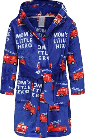 Boys Hooded Bathrobe Kids Plush Fuzzy Fleece Robe Teen boy Soft Spa Robe Girls Sleepwear pajamas Toddler Nightgown