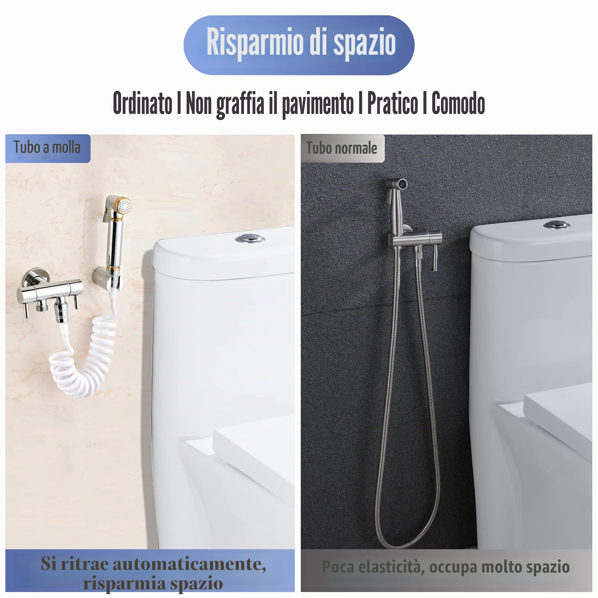 Flessibile Doccia a Molla in ABS,Telescopico Tubo Doccia,Flessibile Doccia a Spirale per Soffione Bidet,Adatto per WC Sprayer Rubinetto und Spruzzatore da Lavandino(3M,Bianco)