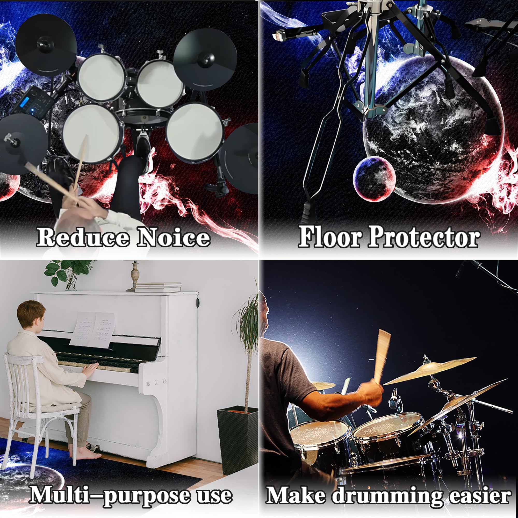 230 x 180 cm Tappeti per Batteria Tappeto Insonorizzato Tappeto Drum Professionale Tappetino Batteria Tappetino per Batteria Acustica Coperta Antiscivolo Insonorizzata Tappetino Batteria Elettronica