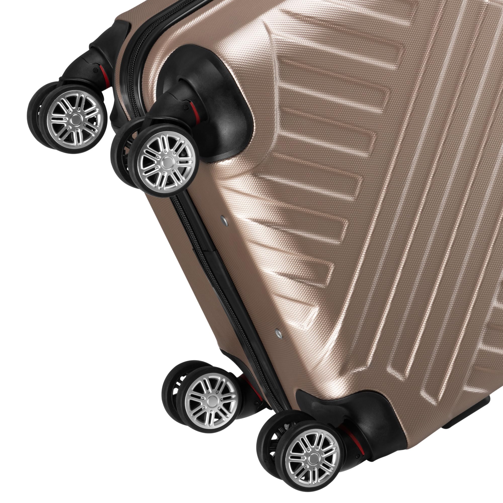 Zelsius Koffer Set 3 Stück, Champagner | ABS Hartschalenkoffer mit Zahlenschloss, Doppelrollen und Innen Trennwand | Handgepäckkoffer, Hartschalenkoffer Set 3 teilig, Trolley, Koffer Groß, Luggage Set