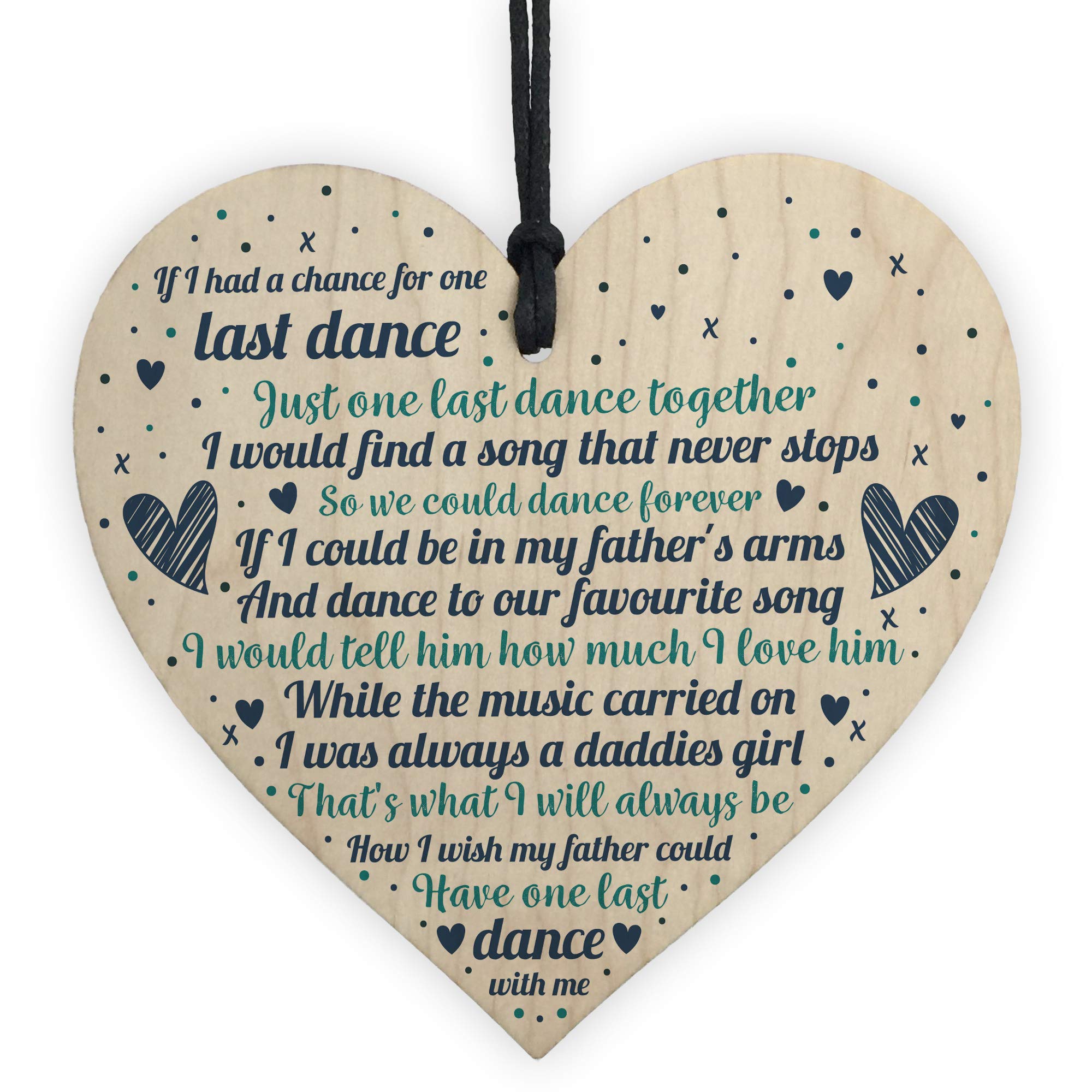 RED OCEAN Memorial Plaques Memorial Gifts For Dad Wooden Heart Daddys Girl Keepsake Dad Gift