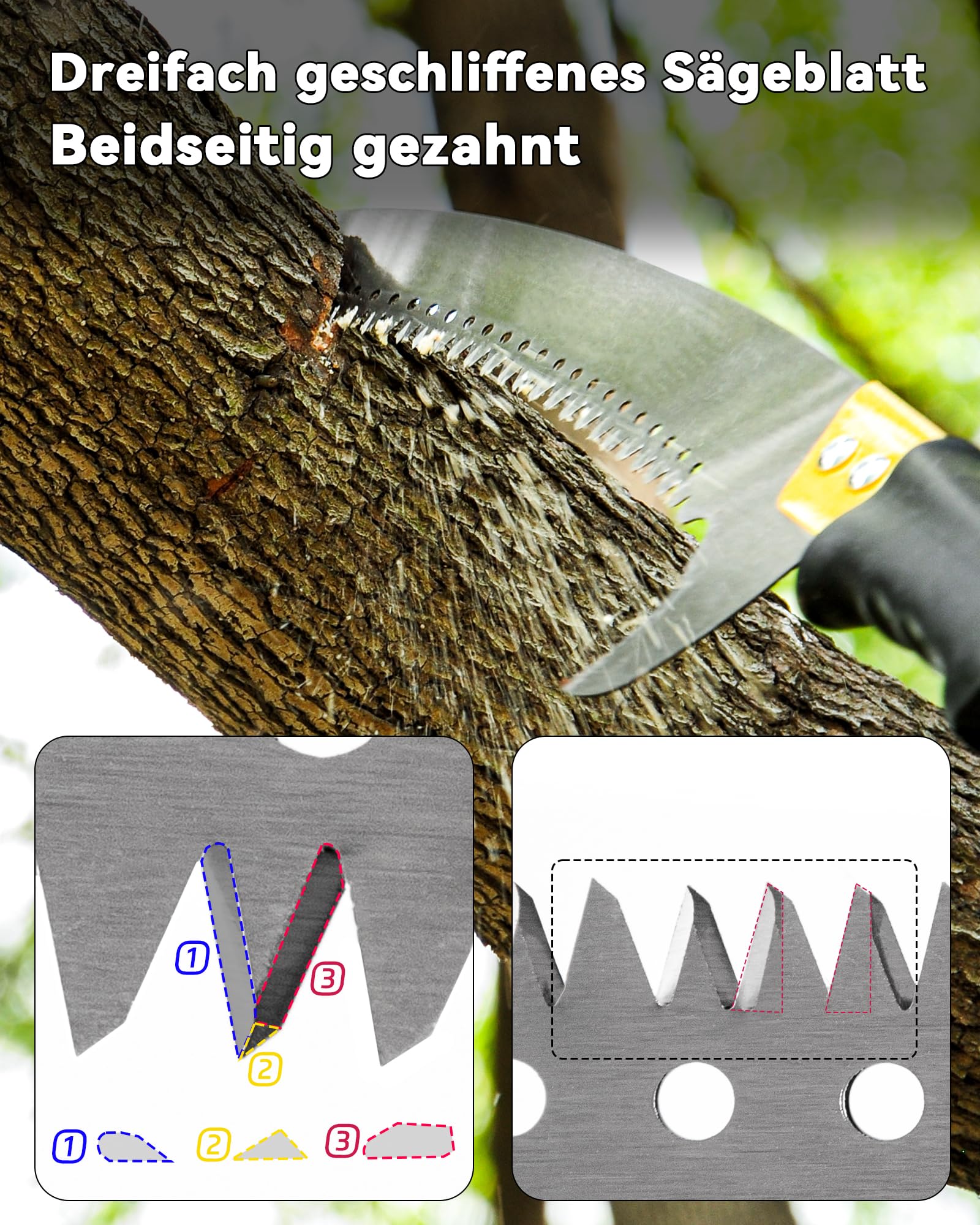 Astsägen mit Stiel zum Baumschnitt 4,3M Leichtgewichtige manuelle Edelstahlverlängerung, hohe Baumsäge mit Klinge für Trimmer, Äste, Baumschneider bei Forstwirtschaft, Hof, Garten und