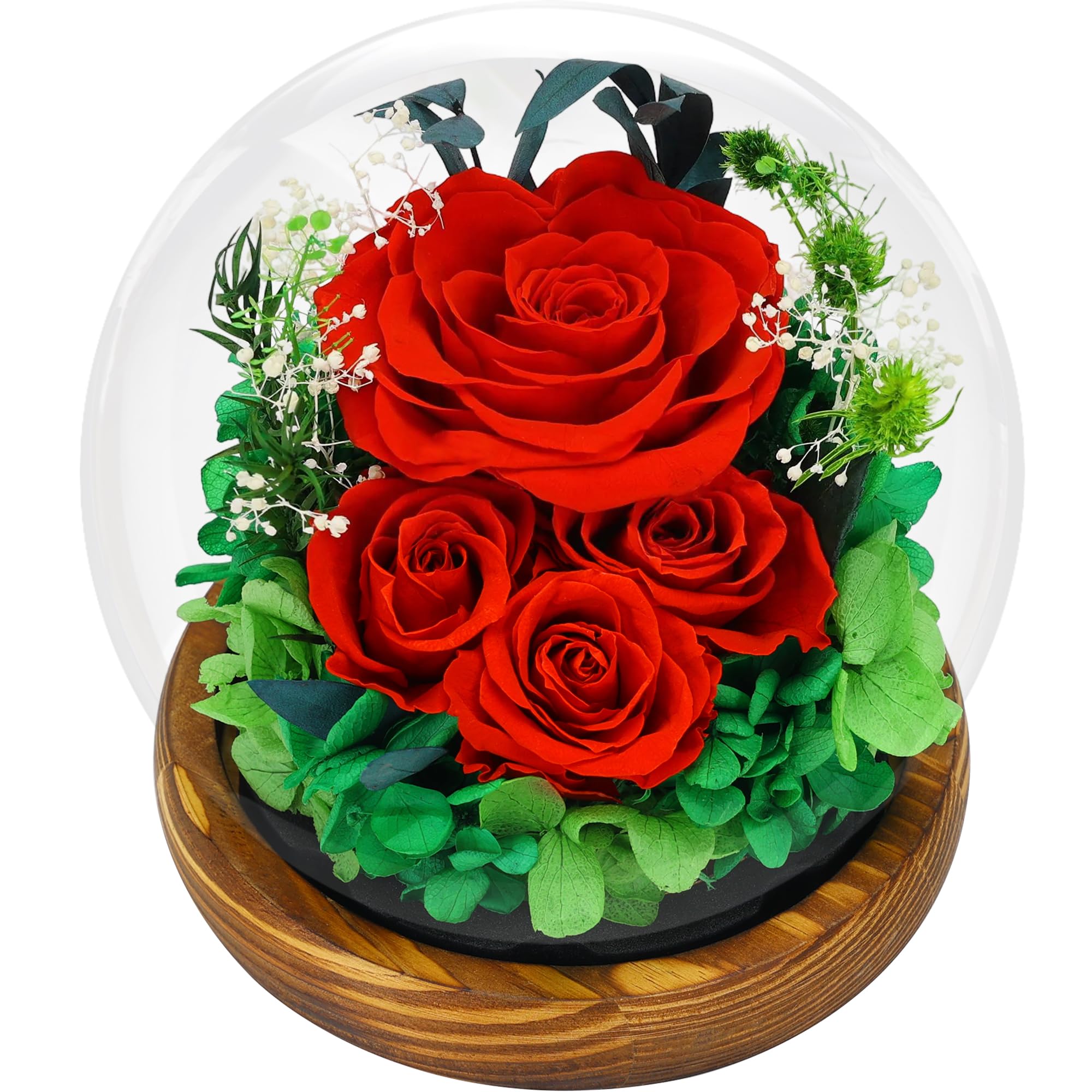SAKSUN Rosa preservada para siempre en cúpula de cristal, flores para entrega, regalos de cumpleaños para mujeres, mamá, abuela, esposa, regalo único, rosa eterna