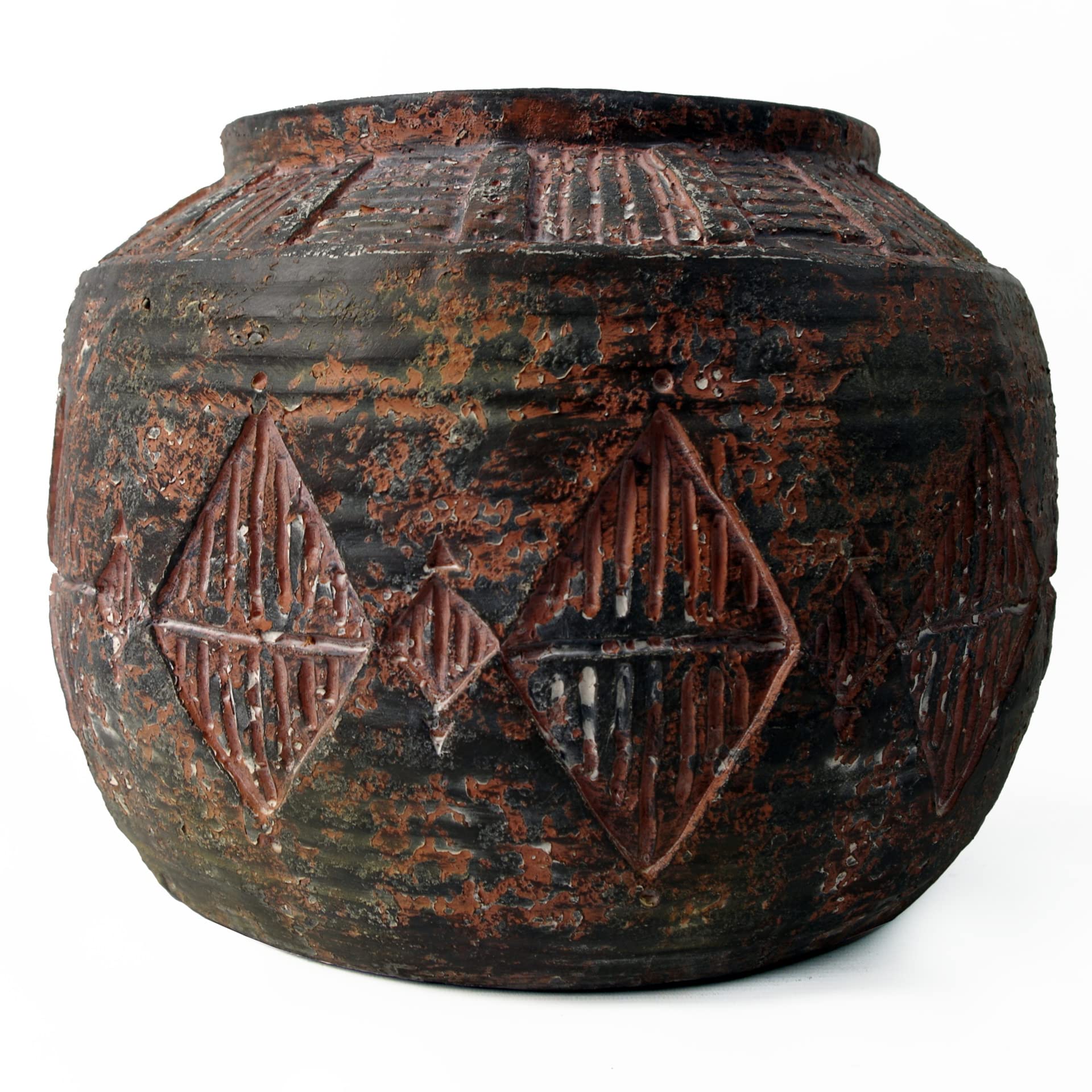Leaf Aztec Diamond Fibreglass Composite Planter - 27 x 36cm - Brown