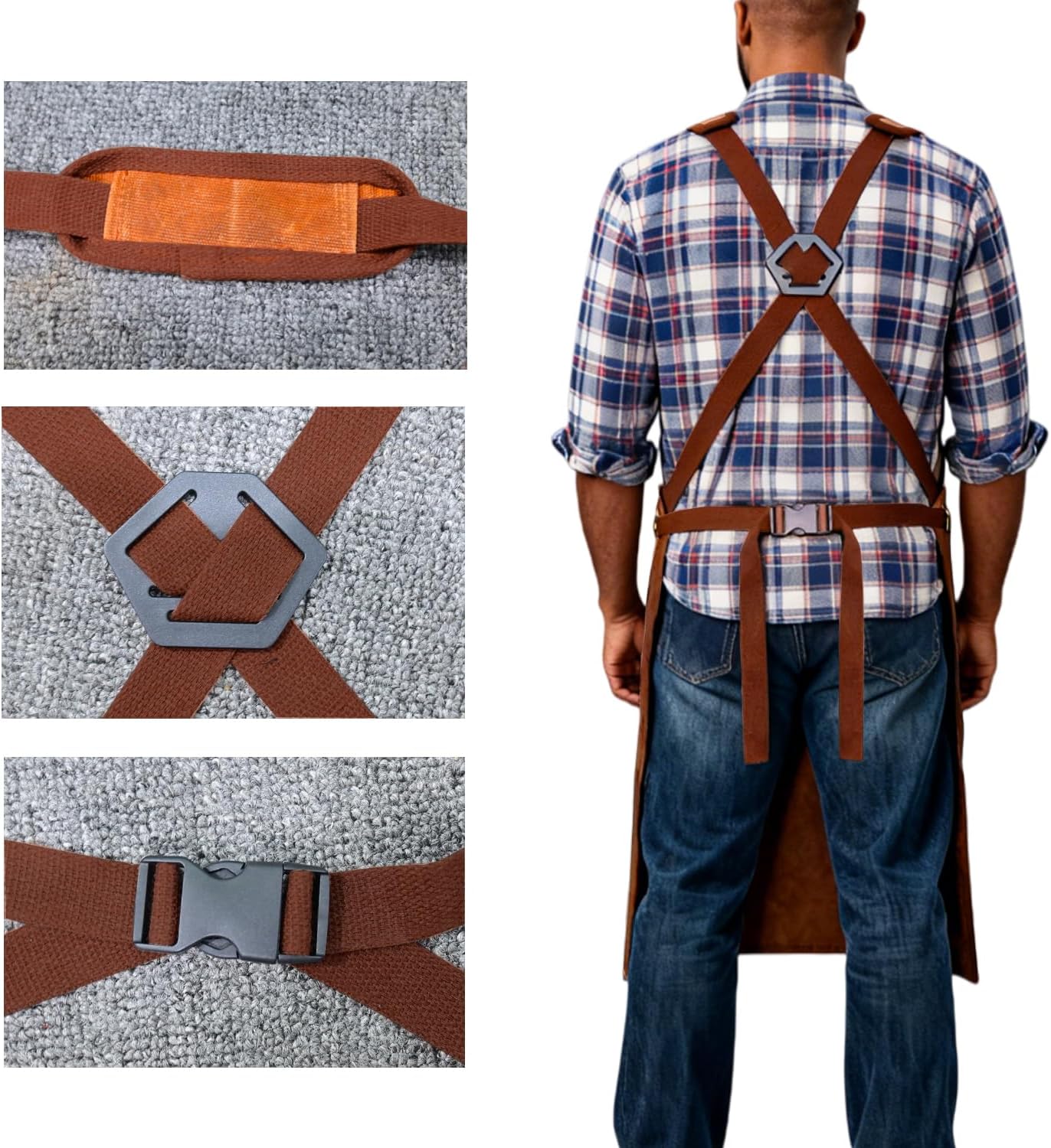 20-Pocket Heavy-Duty Waxed Canvas Work Apron – Fully Adjustable, Vintage Style Tool Organizer - Image 8