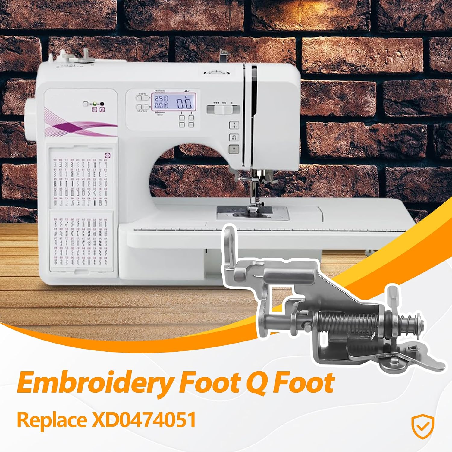 Embroidery Foot Q Foot Fit for Brother Sewing Machine SE-350 SE400 PE770 PE900 NV-900 NV-900D NV-1000 HE-240 LB-6770 Replace XD0474051