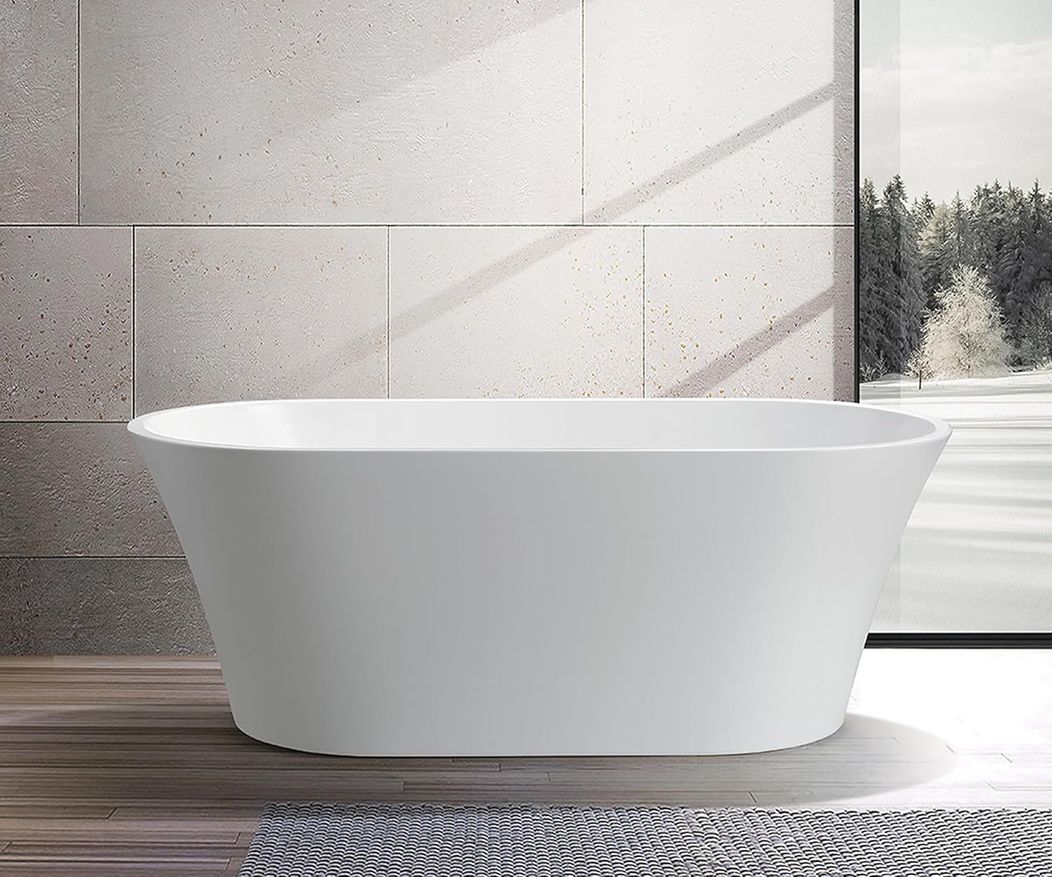 Vanity Art 62.2 Inch Freestanding Acrylic Bathtub Modern Stand Alone Soaking Tub with Chrome Finish UPC Certified Easy to Install and Pop-up Drain VA6809