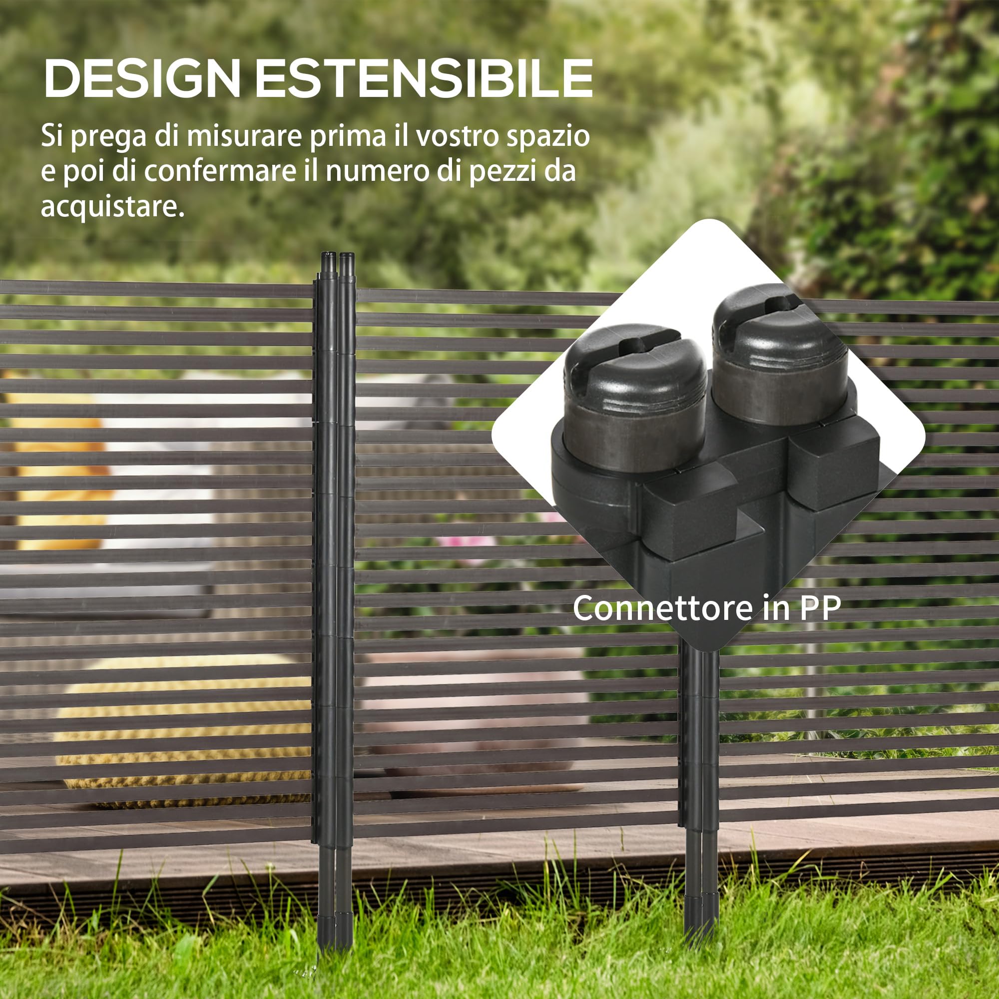 Outsunny Panneau Clotûre De Jardin Brise Vue Modulaire 93L x 22l x 150H cm | en Métal Extérieur, Décoratif, Avec Pieds Ou Piquets À Planter