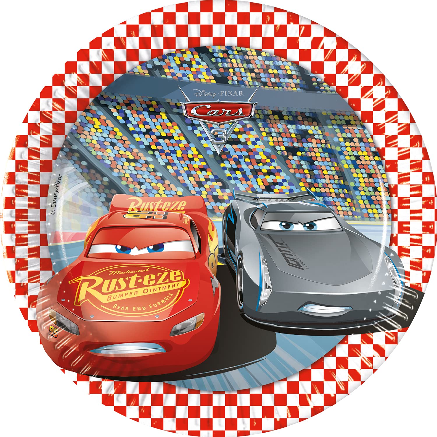 Procos 93489 - Party Plates Cars 3, Size 20 cm, Pack of 8, Disposable Paper Plates, Children's Birthday, Party Tableware, FSC® Mix