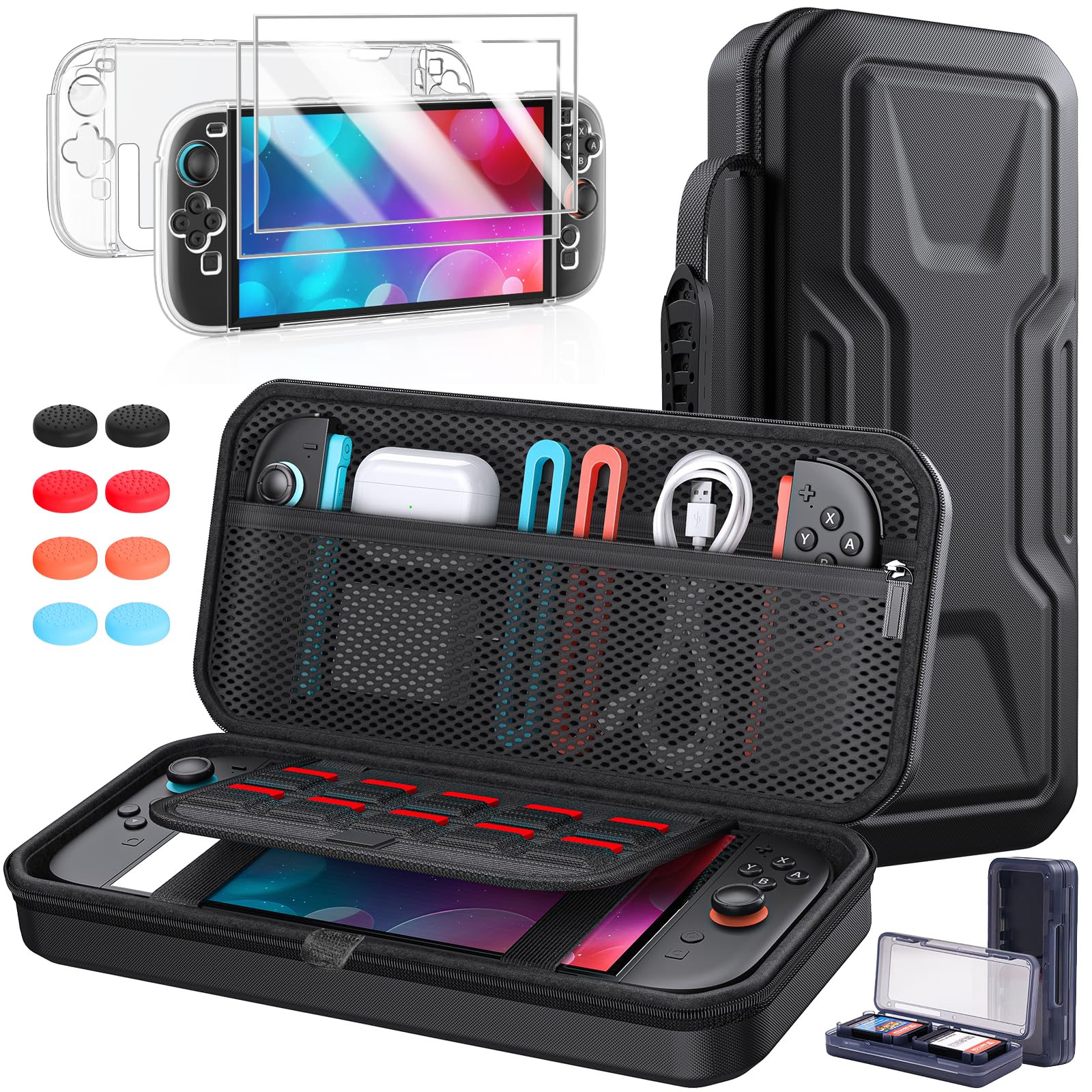 Switch 2 Case, FYOUNG Accessories Bundle for Nintendo Switch 2 Console 2025, Portable Carrying Bag with Protective Cover Shell, Screen Protector, Thump Caps for Travel and Storage