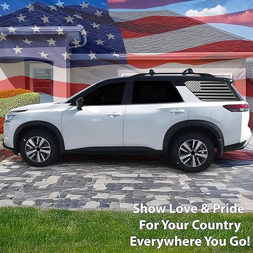 Miniatura 2 de BOGAR TECH DESIGNS Calcomanía de vinilo precortada con bandera estadounidense para ventana de un cuarto compatible con Nissan Pathfinder 2022 2023,