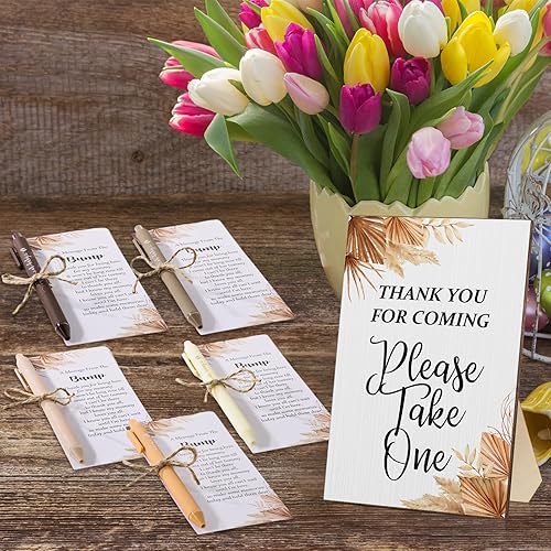 Miniatura 6 de Sintuff Juego de 50 regalos de baby shower para invitados, 1 letrero de agradecimiento por venir, 50 bolígrafos, 50 tarjetas de agradecimiento con