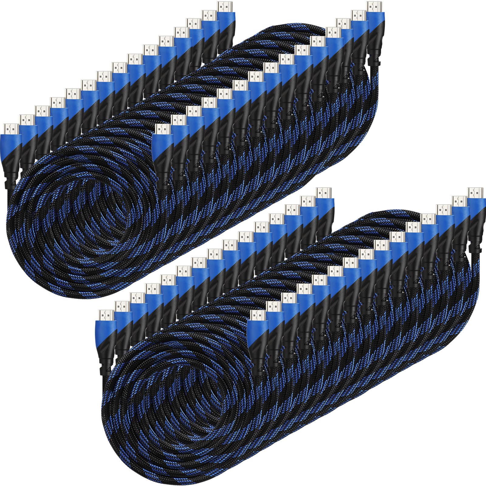 Kanayu Paquete de 30 cables 4K compatibles con puerto HDMI de 6 pies para transmisión de alta velocidad, cable trenzado de 48 Gbps compatible con proyector, PS5, PS4, laptop, monitor, televisión,