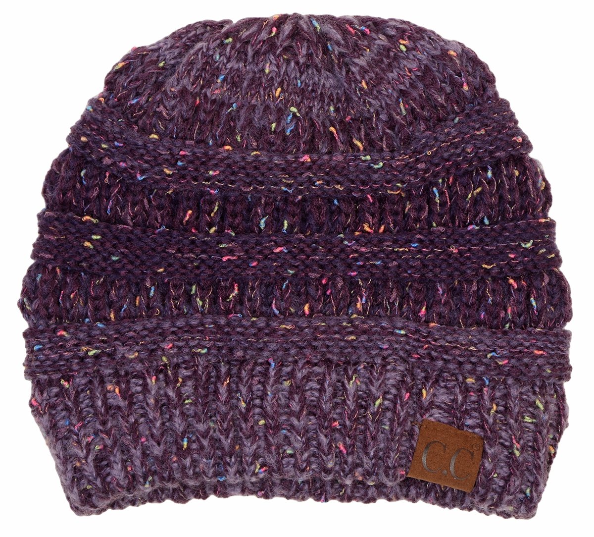 Funky Junque Confetti Knit Beanie - Faded/Variegated Purple