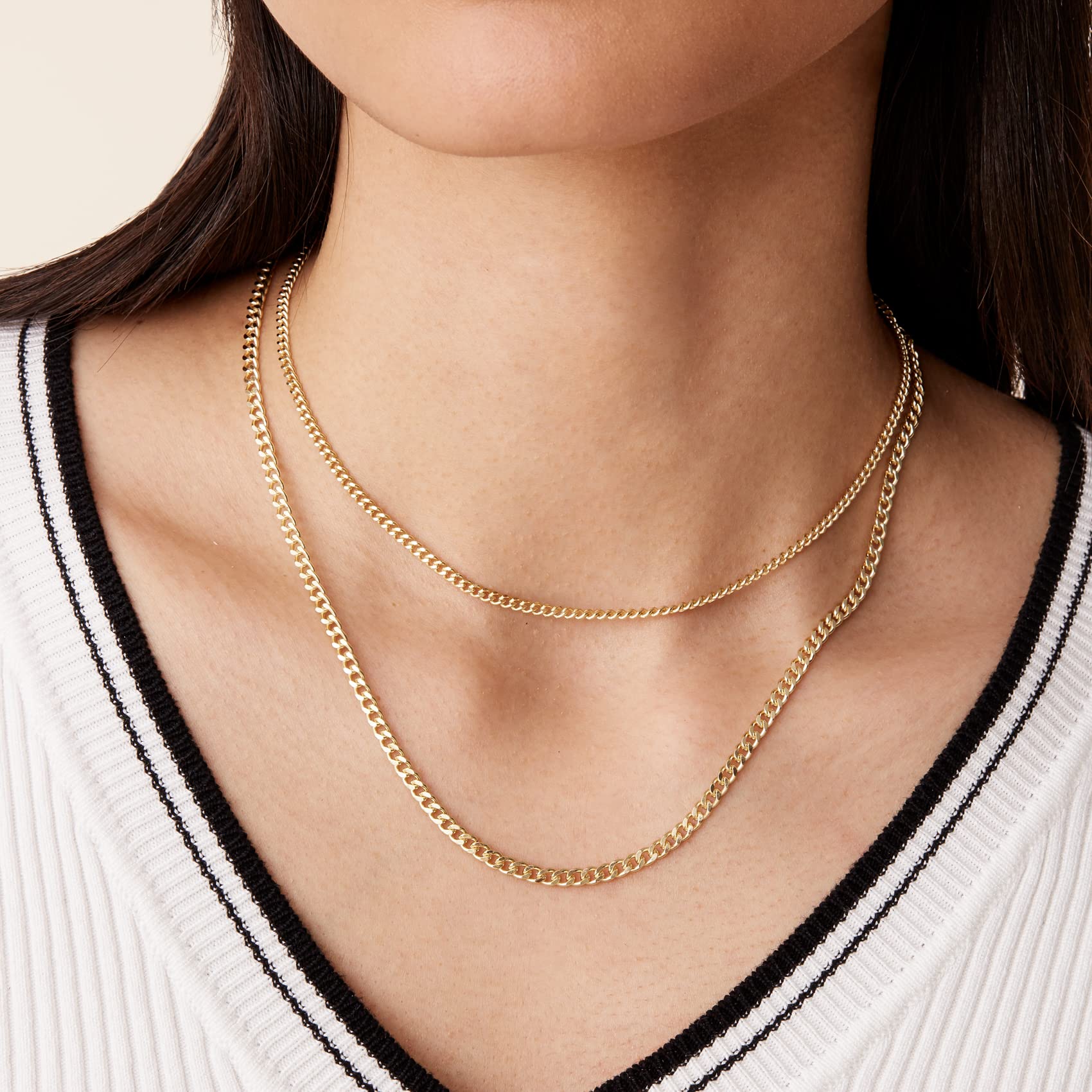 PAVOI 14K Gold Plated Dainty Layering Necklaces for Women | Snake Chain, Curb Link, Paperclip Layered Chains | Trendy Layering Necklace
