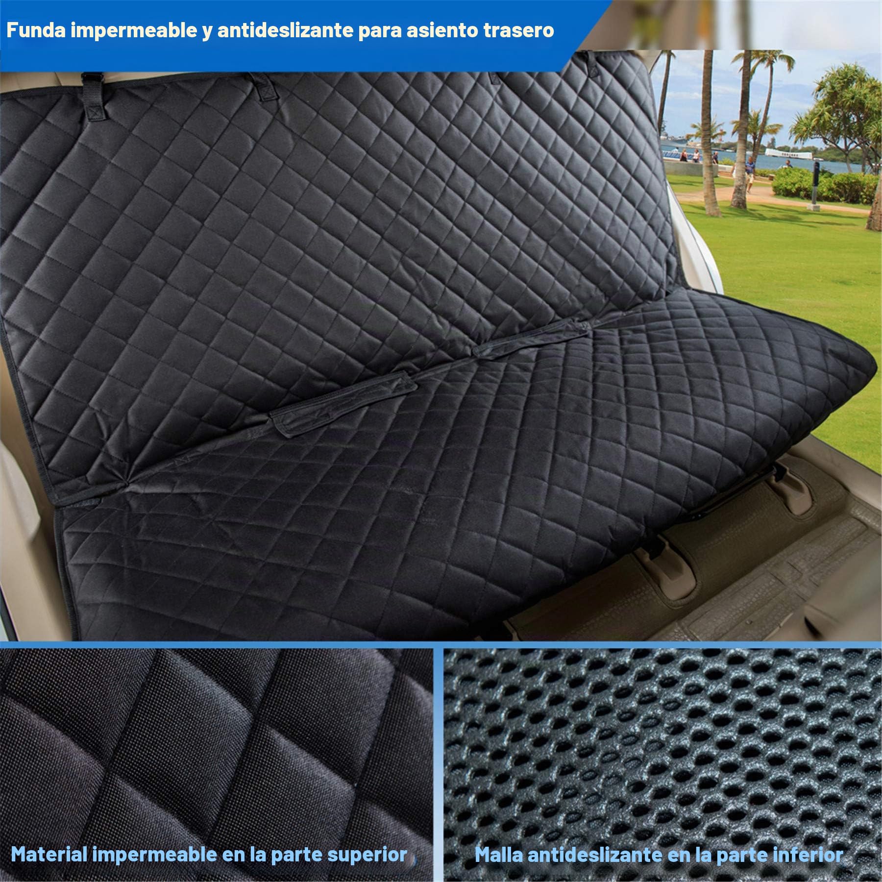 VIEWPETS Funda de Asiento de Coche para Mascotas, Impermeable, Resistente y Antideslizante, tamaño Universal, para Coches, Camiones y SUV