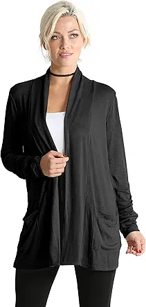 Simlu Long Sleeve Lightweight Cardigan Sweater for Women with Pockets Reg. and Plus Size
