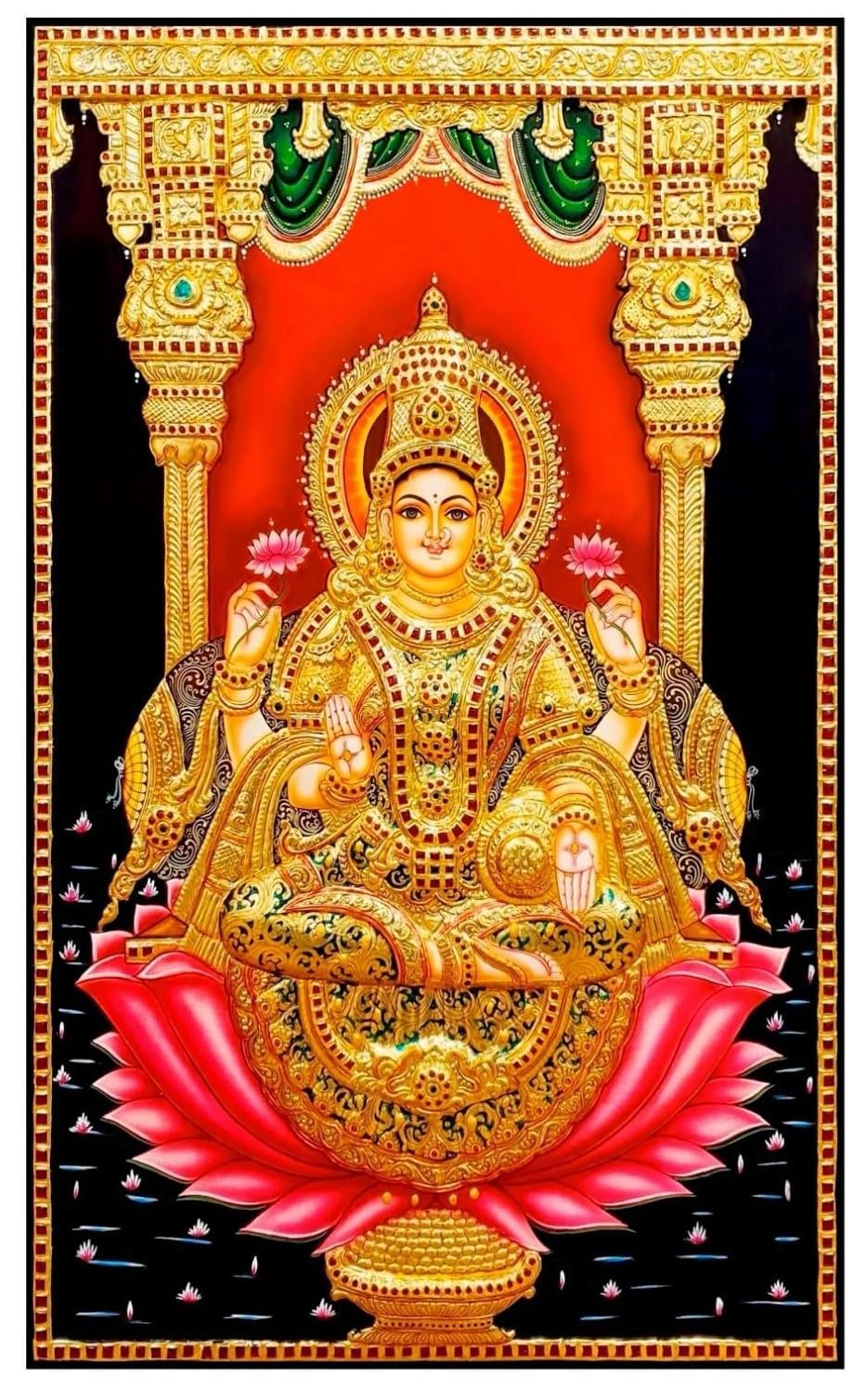 varalakshmi Background | Lakshmi Pooja Backdrop Cloth Design Backdrop Curtain for Decoration Backdrop Cloth for Pooja Decoration Traditional| Background Curtain Size(5x8) Feet-picture-34
