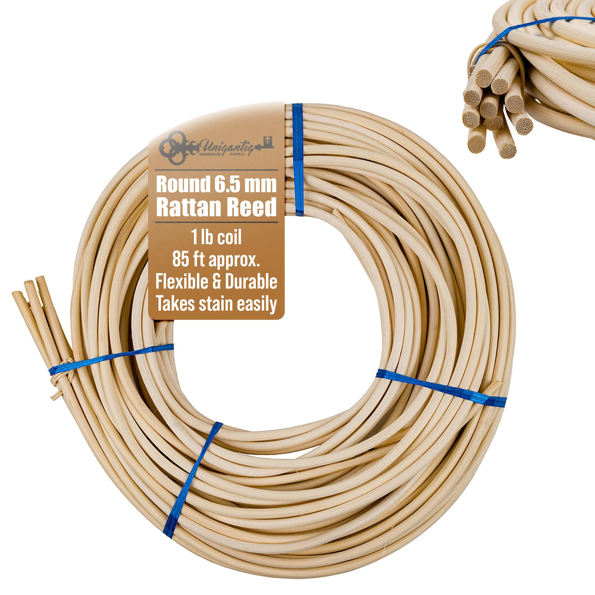 # 10-6.5 mm Round Reed | 1 Pound Coil | Rattan Reed for Basket Weaving and Wicker Furniture Making | Basketry, Wicker Weaving and Wicker Repair Supplies | UA-650RR-image-34