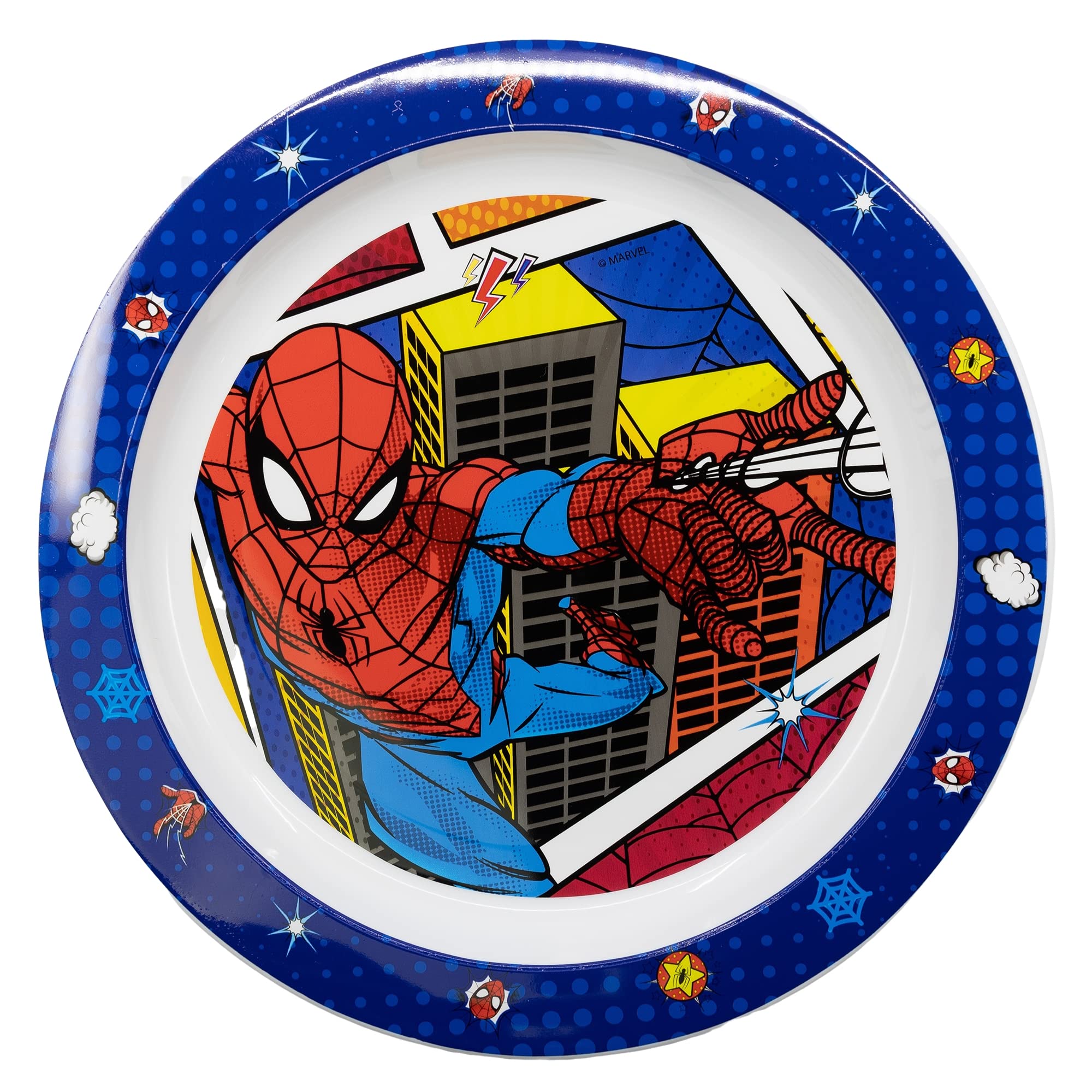 Stor Flacher Teller für Kinder von Marvel Spiderman aus BPA-freiem Kunststoff, mikrowellengeeignet, waschbar und wiederverwendbar