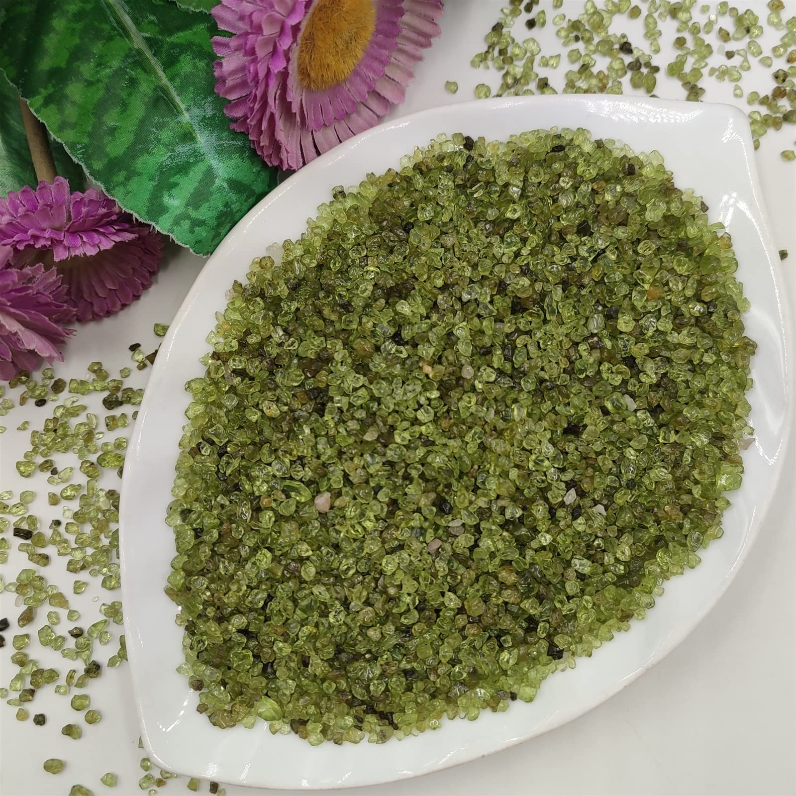 Lote de 100 g/Paquete de peridoto Natural, olivino, Cristal de Cuarzo, Piedra caída, Grava, decoración de la habitación del hogar, Acuario DIY Inicio Colecciones