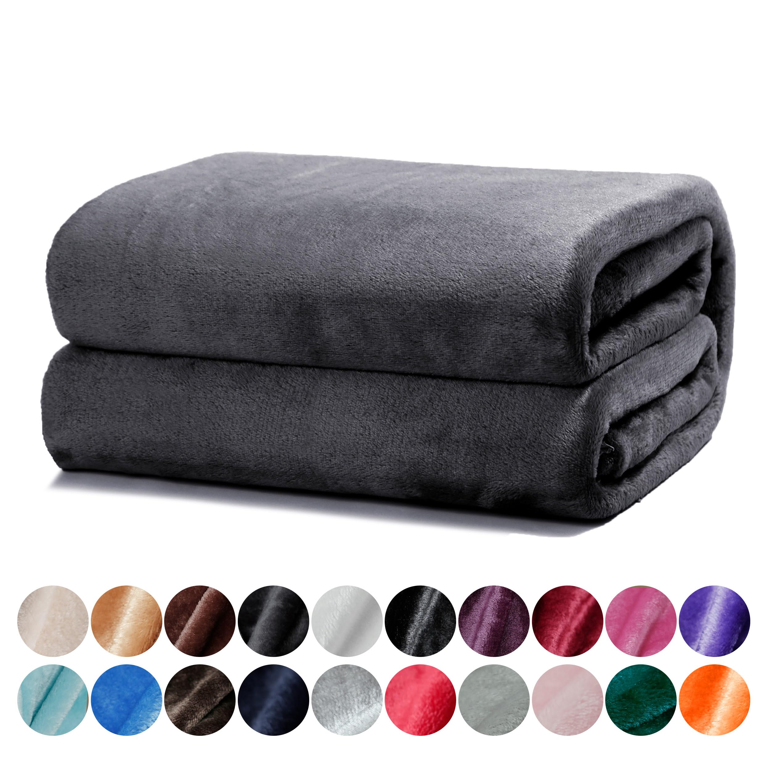 DALINA Textil – Blanket for Large Sofa 220 x 240 cm – Blanket Bed 135 – 150 cm, Coverlet – Lightweight Velvet Blanket for Sofa, Bed, Travel, Living Room (Dark Grey)