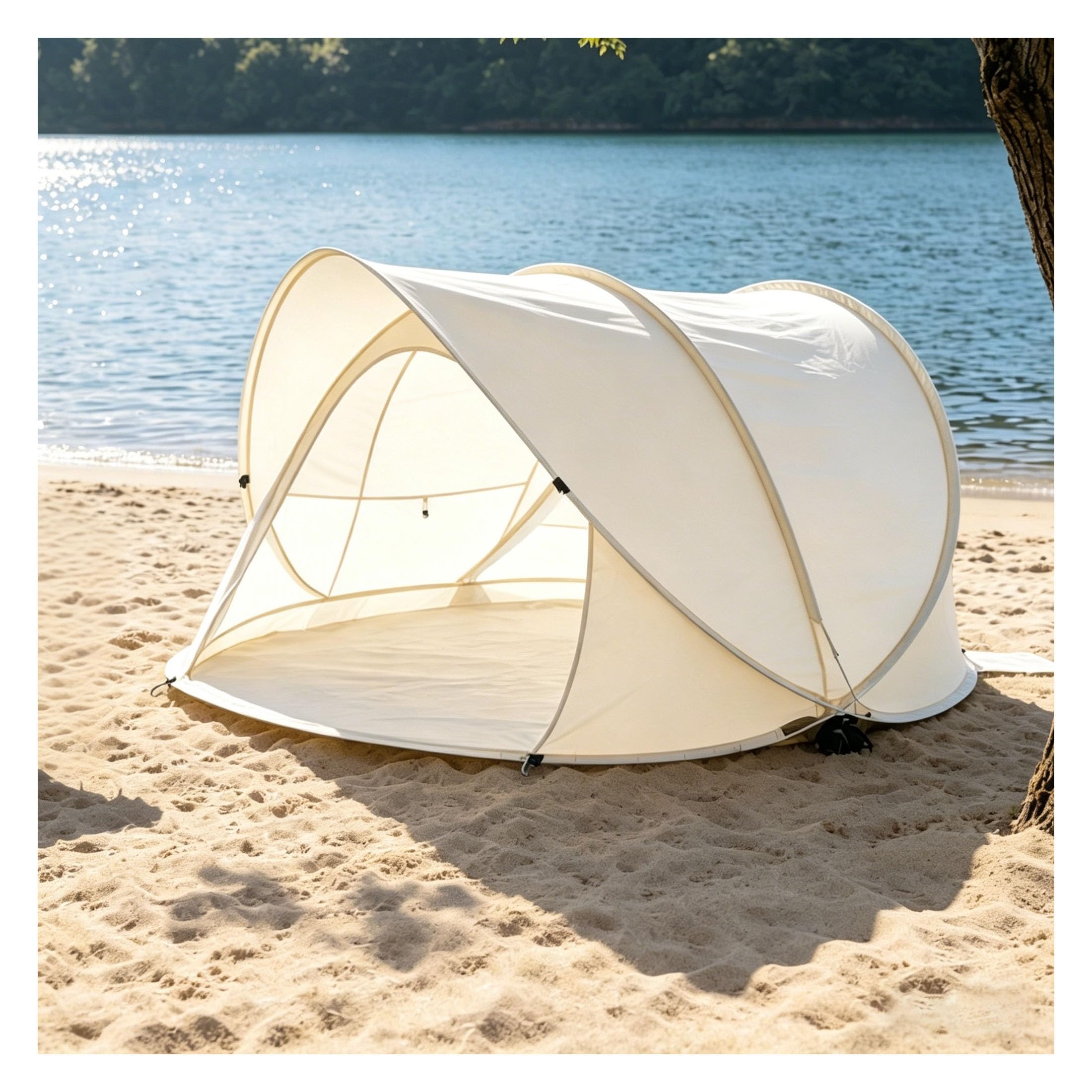 Portable Pop-Up Beach Tent, Outdoor Sun and Rain Protection Foldable Beach Shelter with Spacious Space, Easy to Set Up for Beaches, Gardens & Picnics