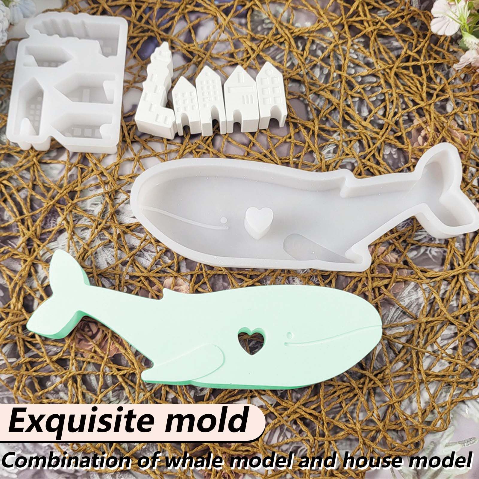 TREABEAR 5 stampi in silicone per case, balene, cuore, pesce, estate, stampini