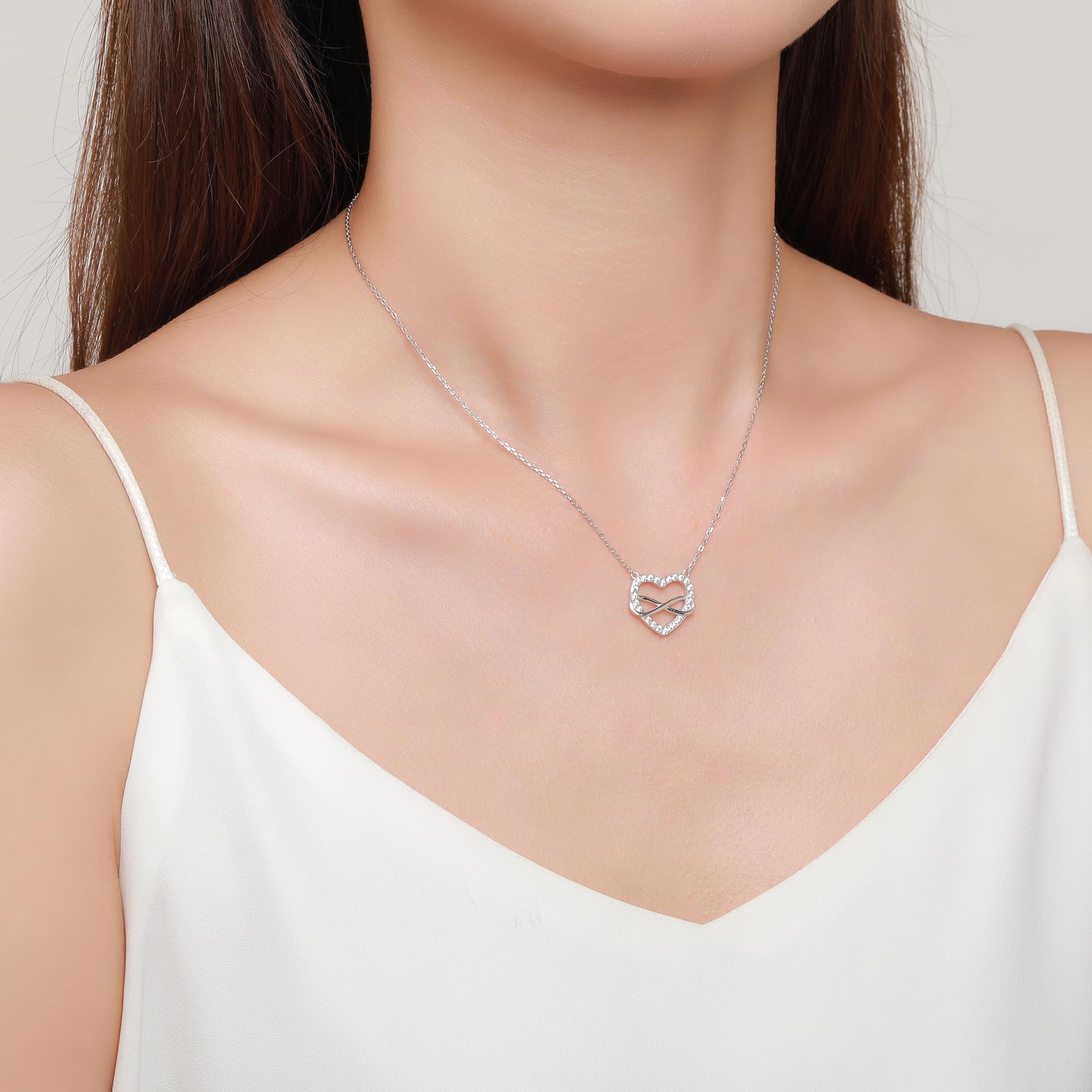 Jrêveinfini Infinito Cuore Collana Donna Bambina Argento 925 con Portagioie Regalo, Idee Regalo Compleanno Donna Bambina, Regolabile 40 + 5 cm