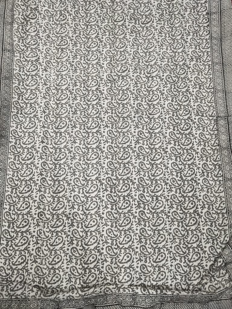 Indian Kantha Quilt Handmade Throw Reversible Blanket Bedspread Block Print Fabric Bohemain Quilt Twin/Queen/King Chic Bedding coverlets (Gray Floral, Twin)