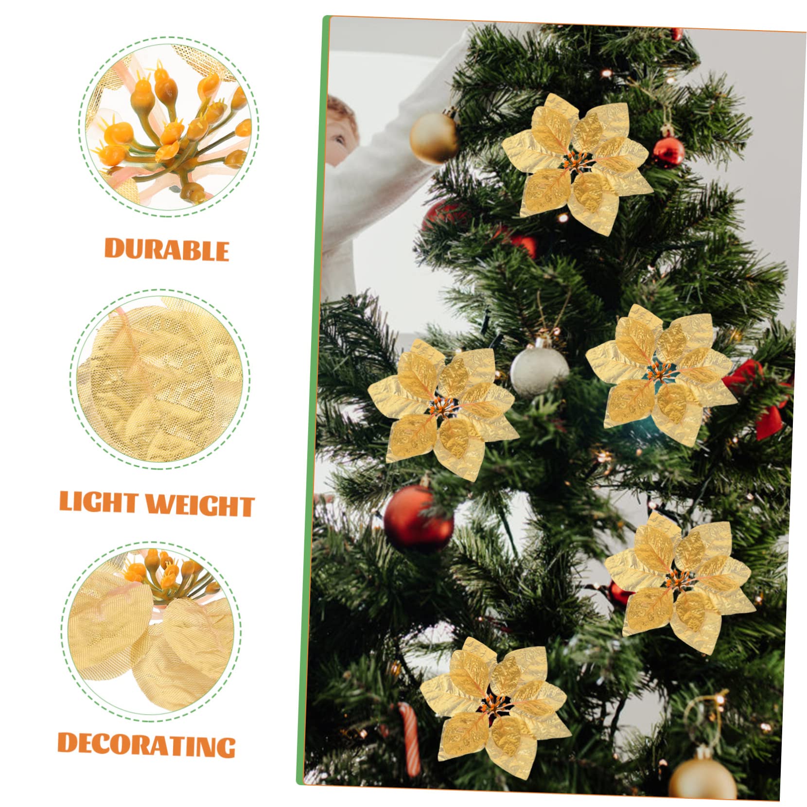 ifundom 84piezas Flores Artificiales De Poinsettia Falsas para Decoraciones Navideñas para Árboles Guirnaldas y Fiestas De Navidad