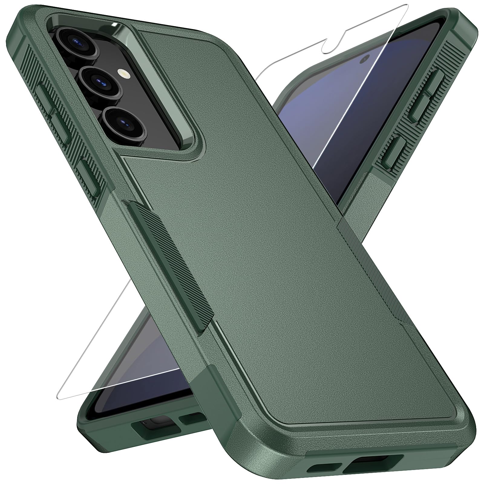 Vinve for Samsung Galaxy S25 Case with HD Screen Protector, Military-Grade Shockproof & Dual-Layer Protection, Anti-Slip Grip Design Phone Case,