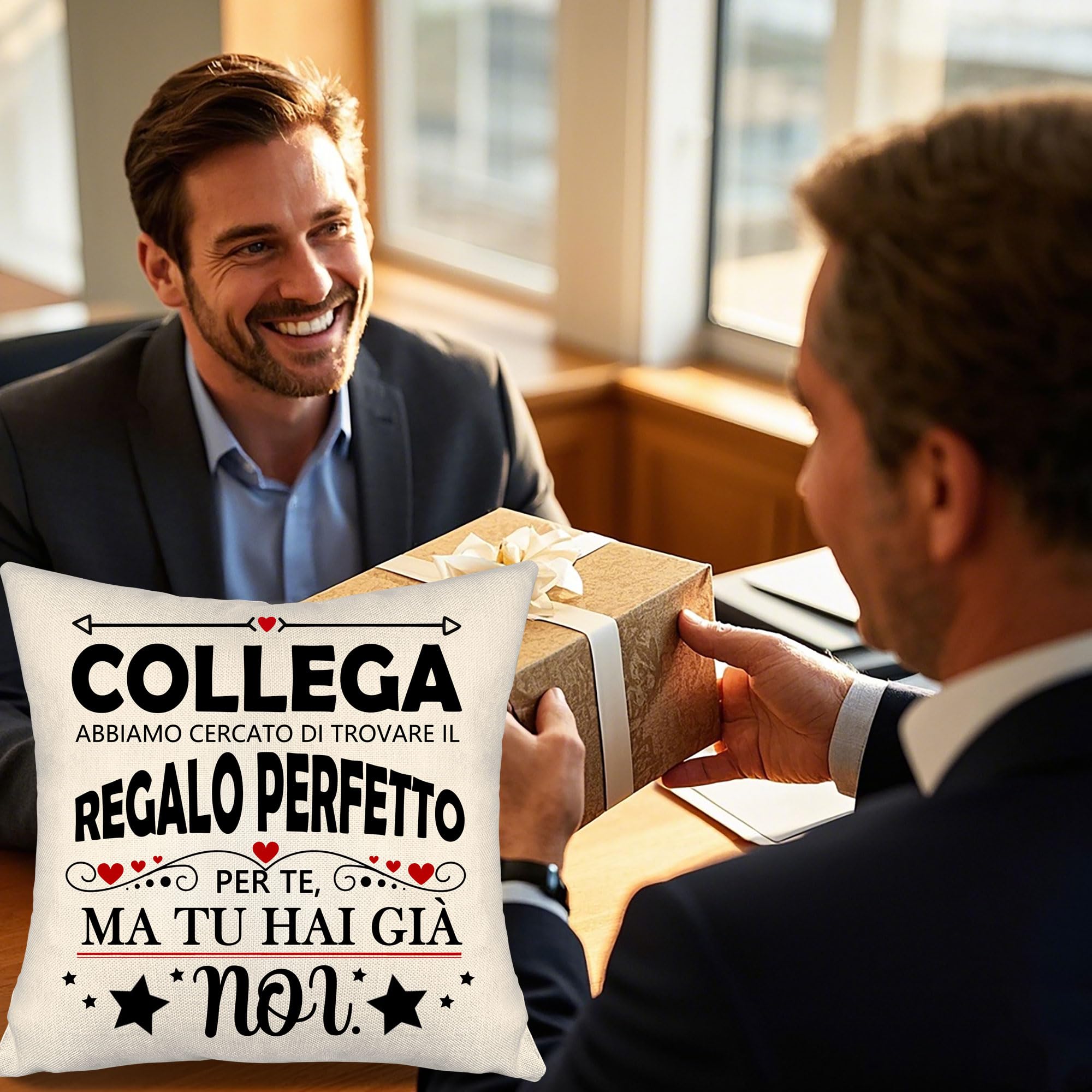 Aosumin Collega abbiamo cercato di trovare il regalo perfetto per te ma tu hai già noi Divertenti copricuscini per colleghi Miglior regalo di compleanno per colleghi Regalo di Natale(collega-b)