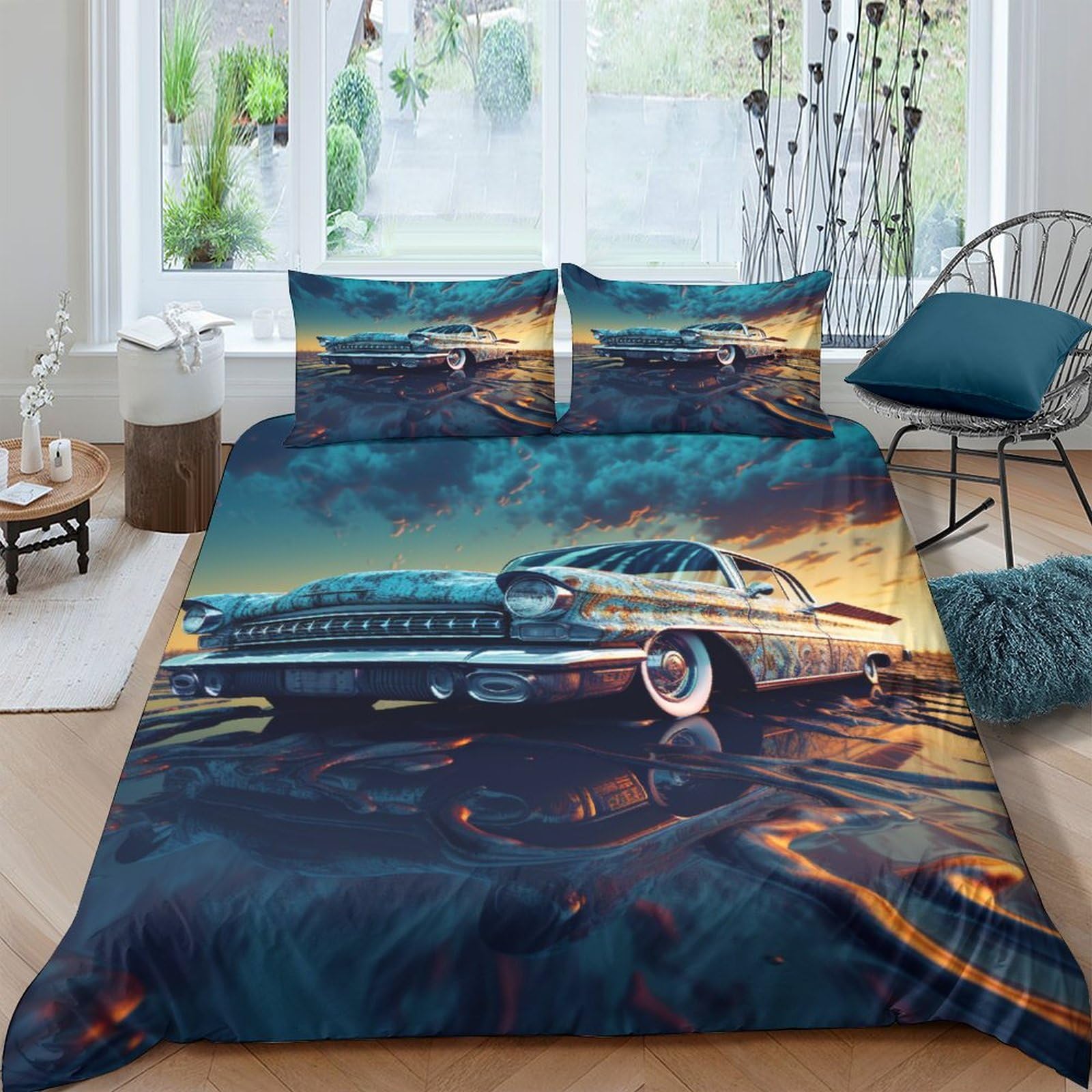 Housse de couette voiture imprimée pour chambre d'enfant et adulte
