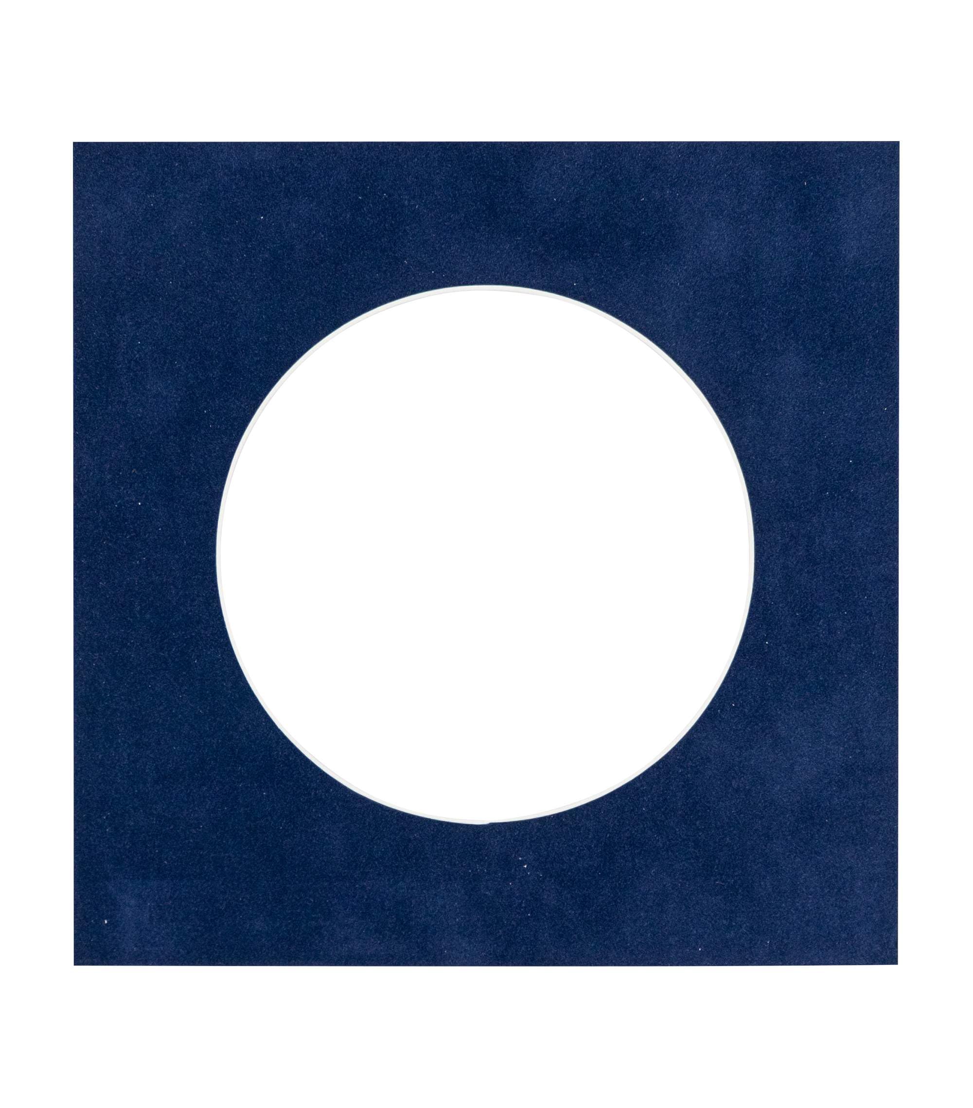 CountryArtHouse Navy Blue Suede Acid Free 11x11 Circle Picture Frame Mat with White Core Bevel Cut for 7x7 Pictures - Fits 11x11 Frame - Pack of 1 Matboard-image-36