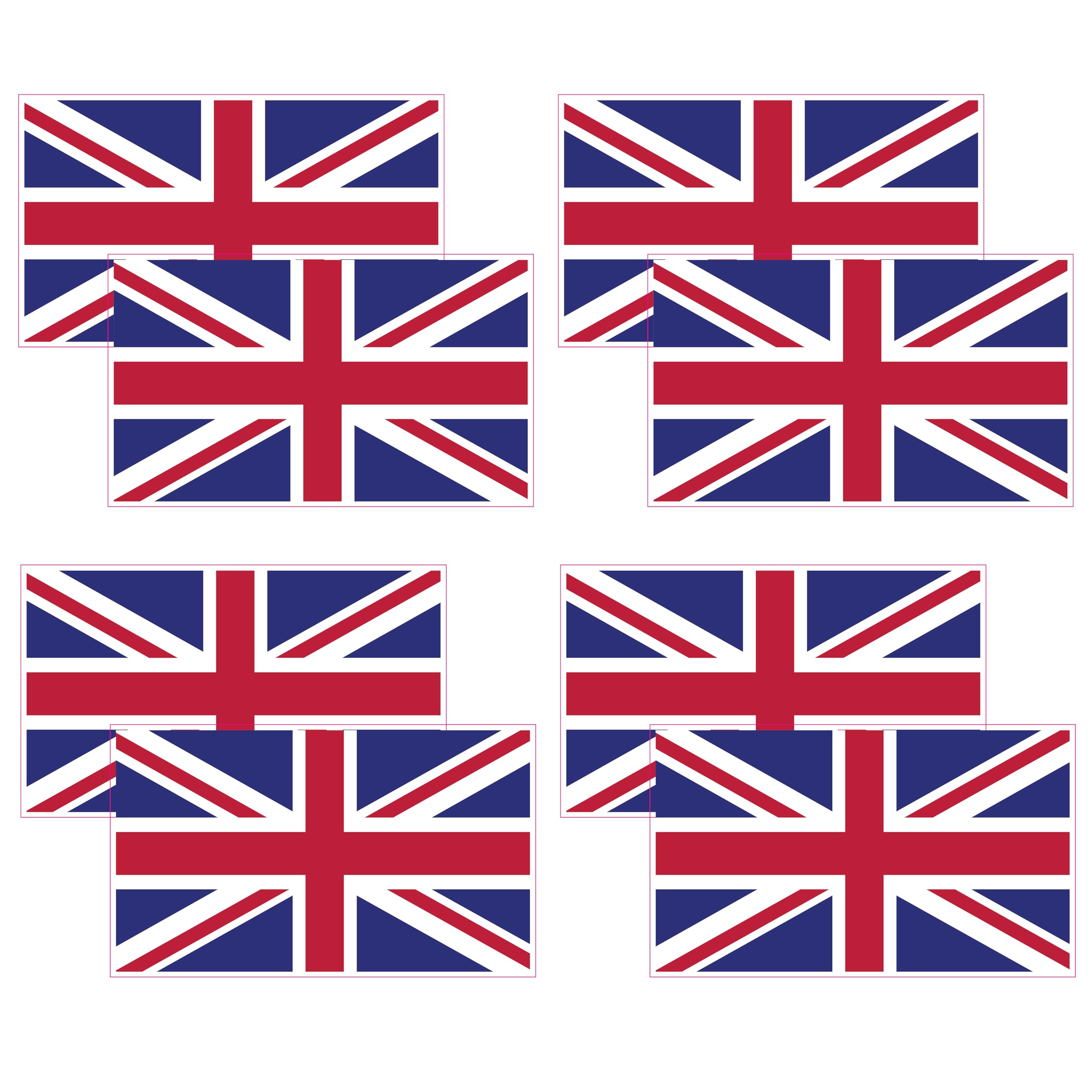 Printwhizz Full Colour Limited Union Jack Gb England Flag 8 X Vinyl Stickers 75X45mm Weatherproof Car Van