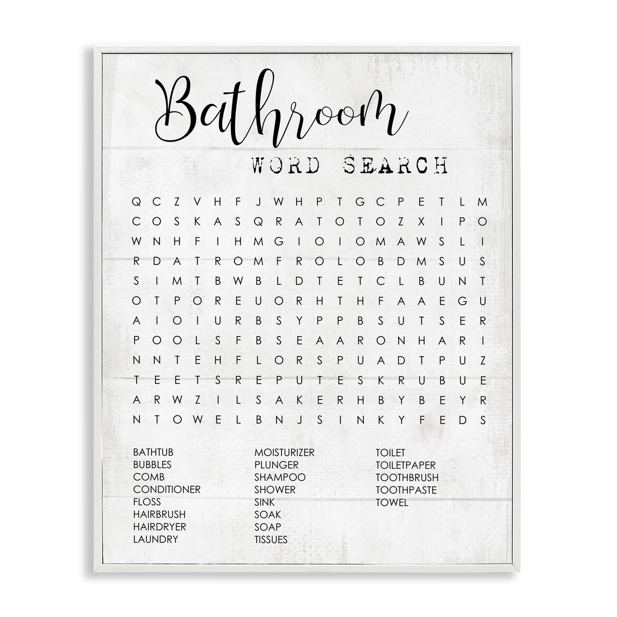 Stupell Industries Bathroom Search Fun Family Word, Design by Daphne Polselli Wall Art, 11 x 14, White Framed